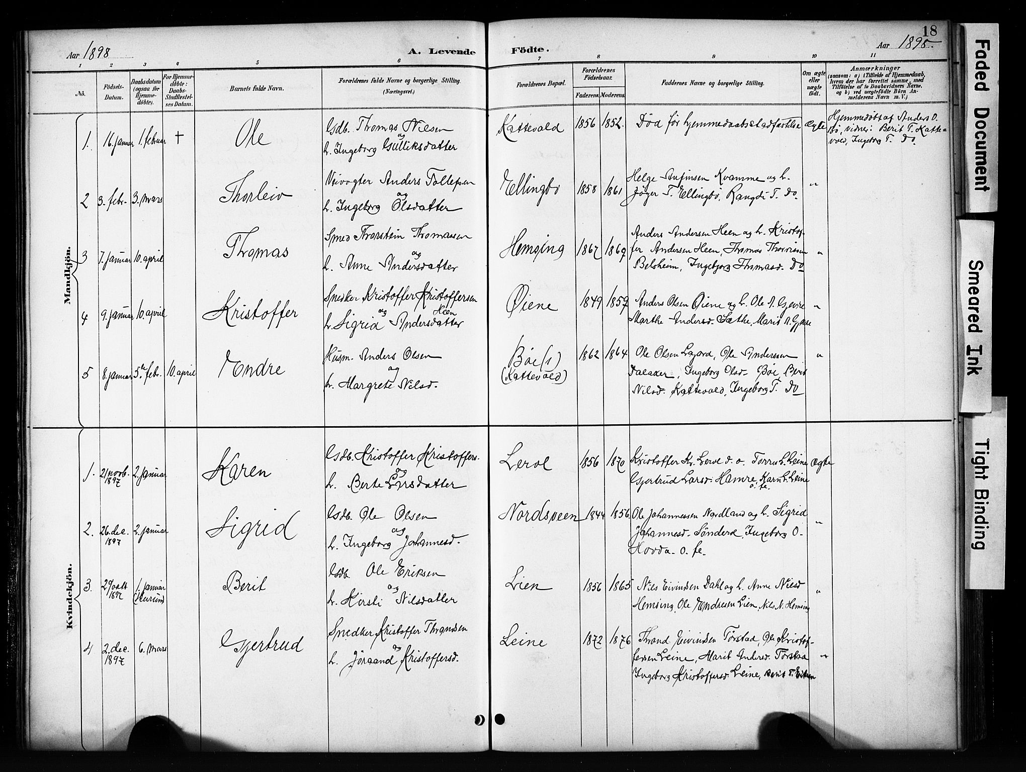 Vang prestekontor, Valdres, AV/SAH-PREST-140/H/Hb/L0006: Parish register (copy) no. 6, 1893-1918, p. 18