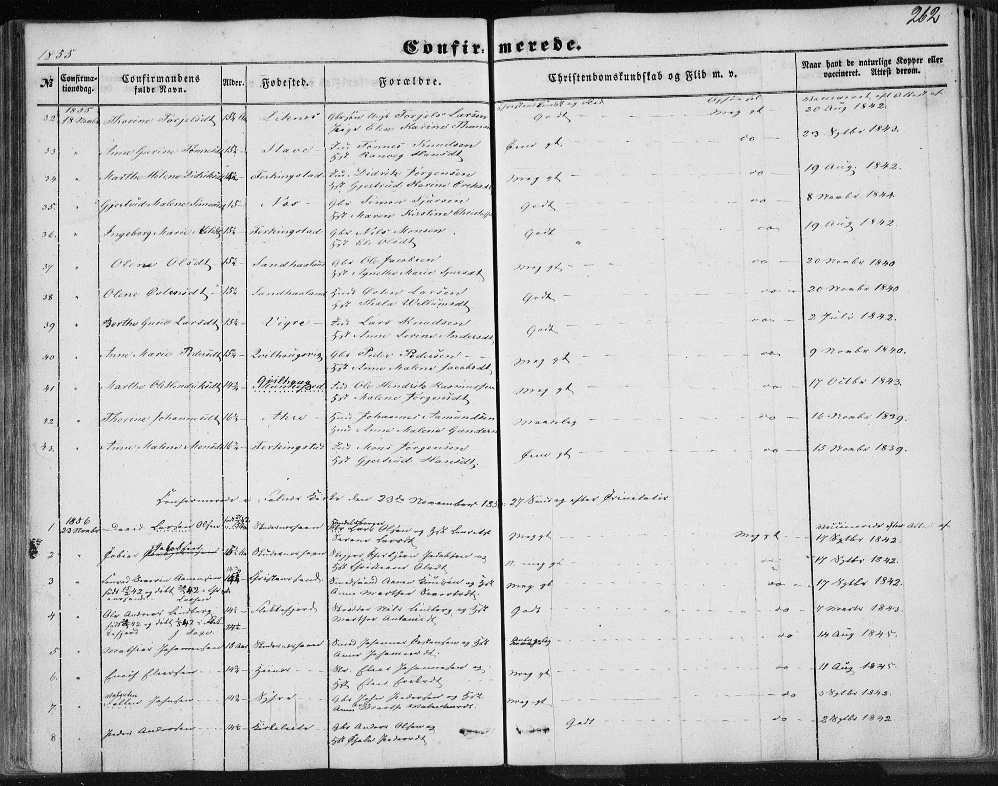 Skudenes sokneprestkontor, AV/SAST-A -101849/H/Ha/Haa/L0004: Parish register (official) no. A 3.1, 1847-1863, p. 262