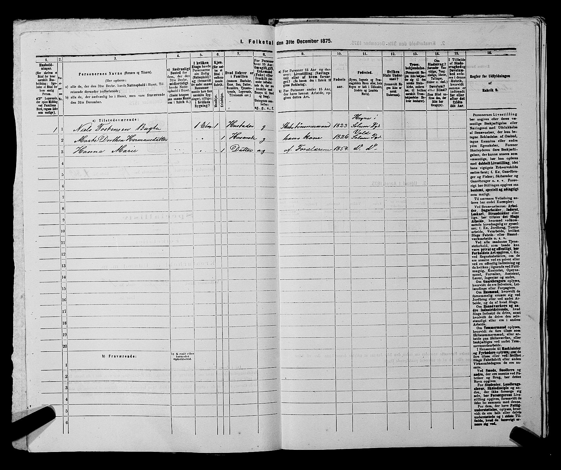 SAKO, 1875 census for 0805P Porsgrunn, 1875, p. 836