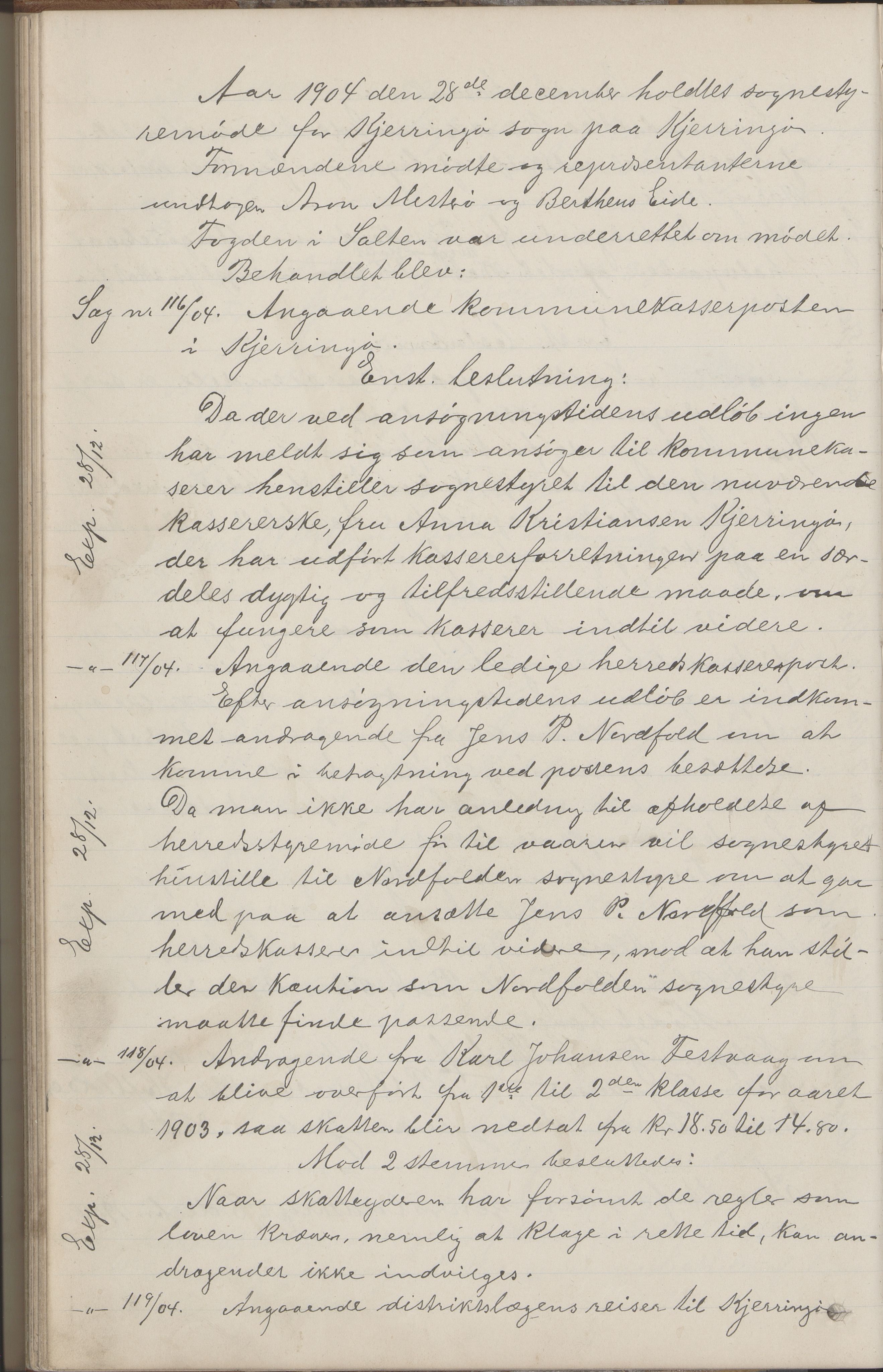 Kjerringøy kommune. Formannskapet, AIN/K-18441.150/A/Aa/L0002: Forhandlingsprotokoll Norfolden- Kjerringø formanskap, 1900-1911