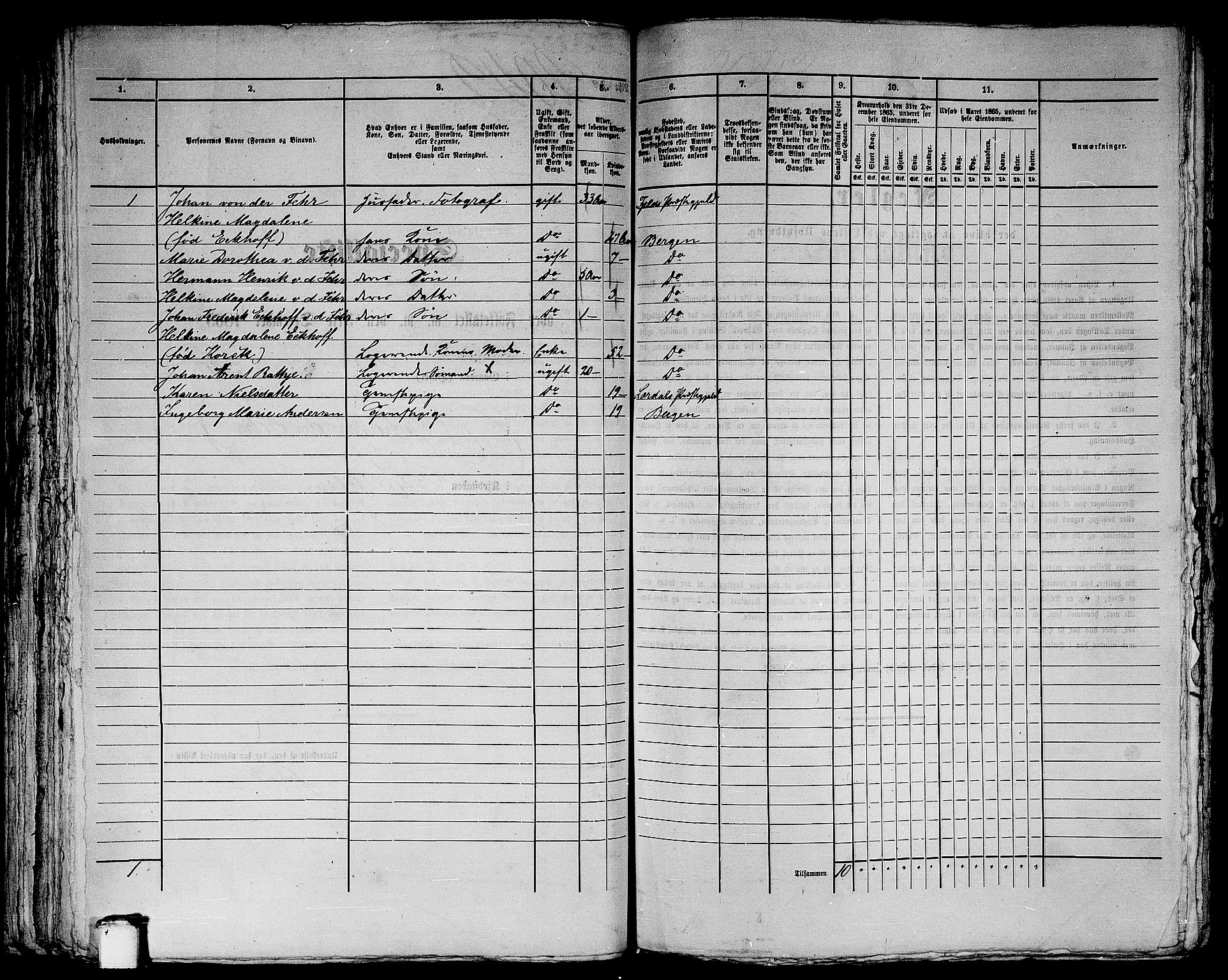 RA, 1865 census for Bergen, 1865, p. 4177