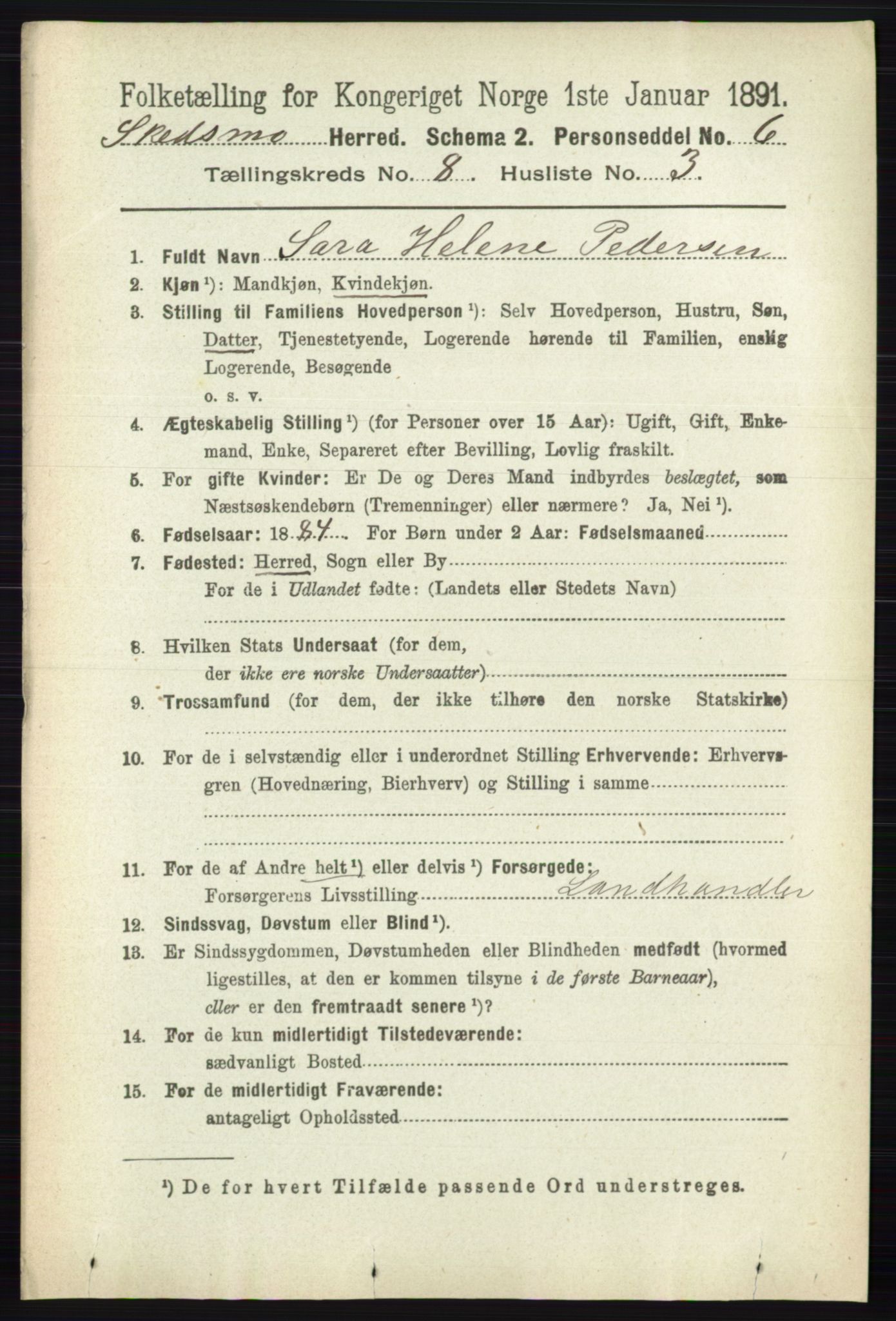 RA, 1891 census for 0231 Skedsmo, 1891, p. 4046