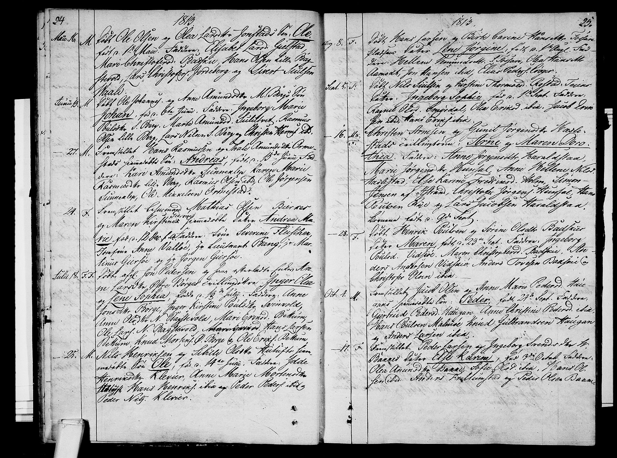 Våle kirkebøker, AV/SAKO-A-334/F/Fa/L0006: Parish register (official) no. I 6, 1808-1814, p. 24-25