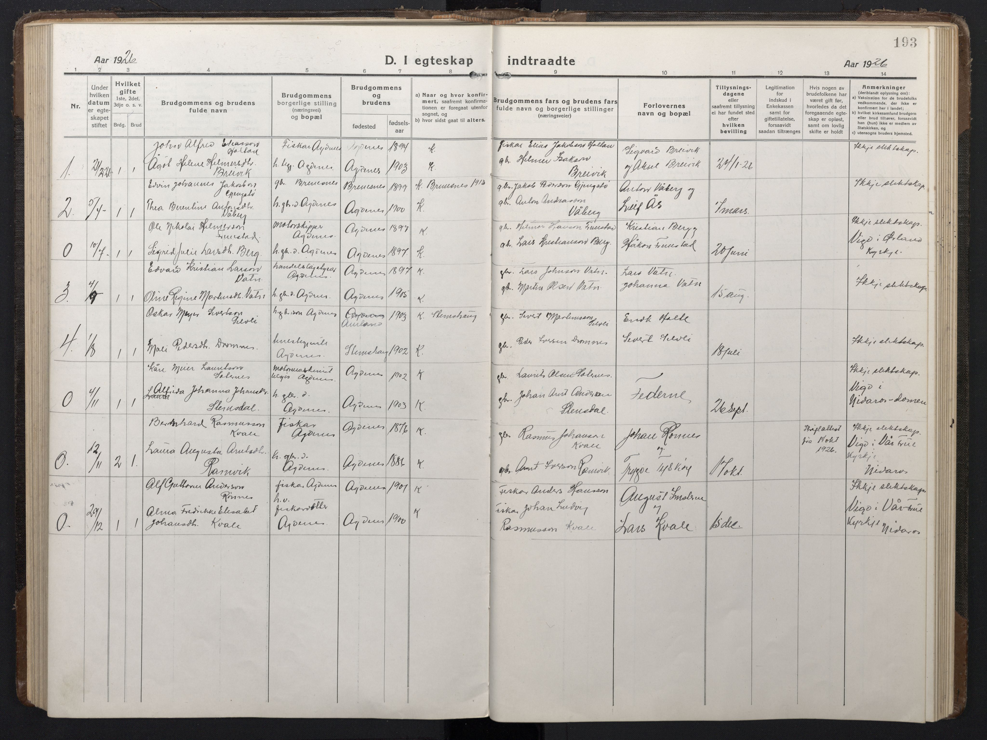 Ministerialprotokoller, klokkerbøker og fødselsregistre - Sør-Trøndelag, SAT/A-1456/662/L0758: Parish register (copy) no. 662C03, 1918-1948, p. 193
