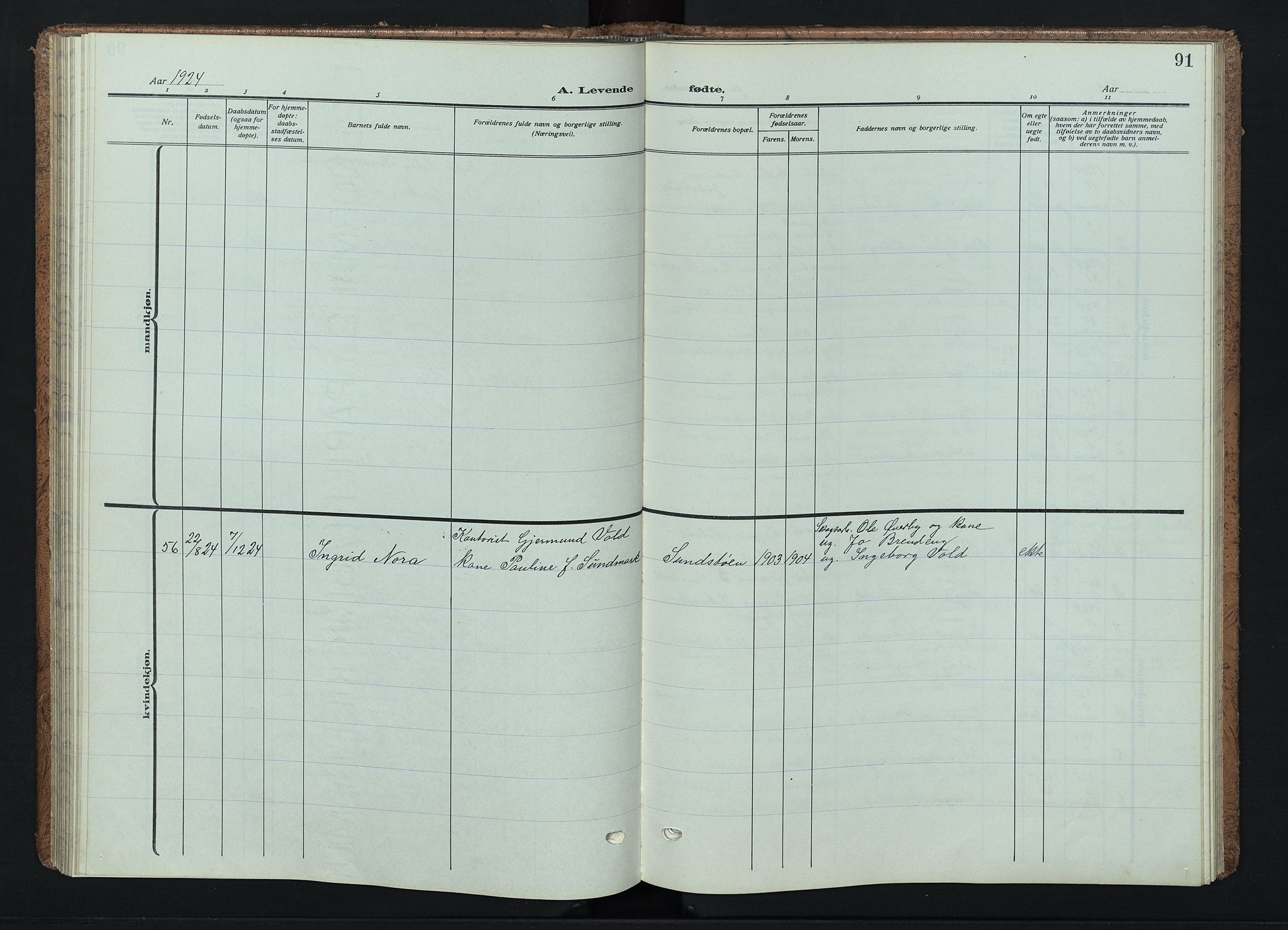 Trysil prestekontor, AV/SAH-PREST-046/H/Ha/Haa/L0015: Parish register (official) no. 15, 1913-1934, p. 91