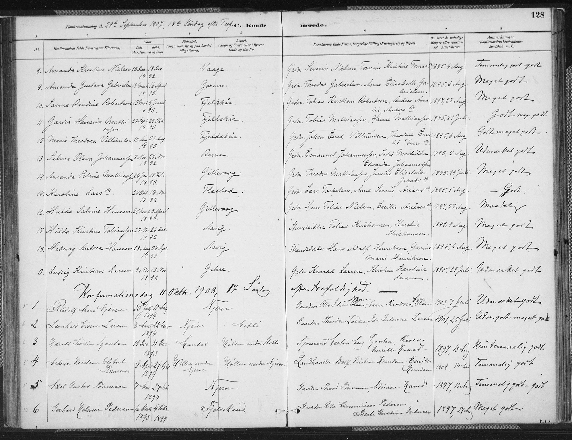 Sør-Audnedal sokneprestkontor, AV/SAK-1111-0039/F/Fa/Faa/L0004: Parish register (official) no. A 4, 1884-1909, p. 128