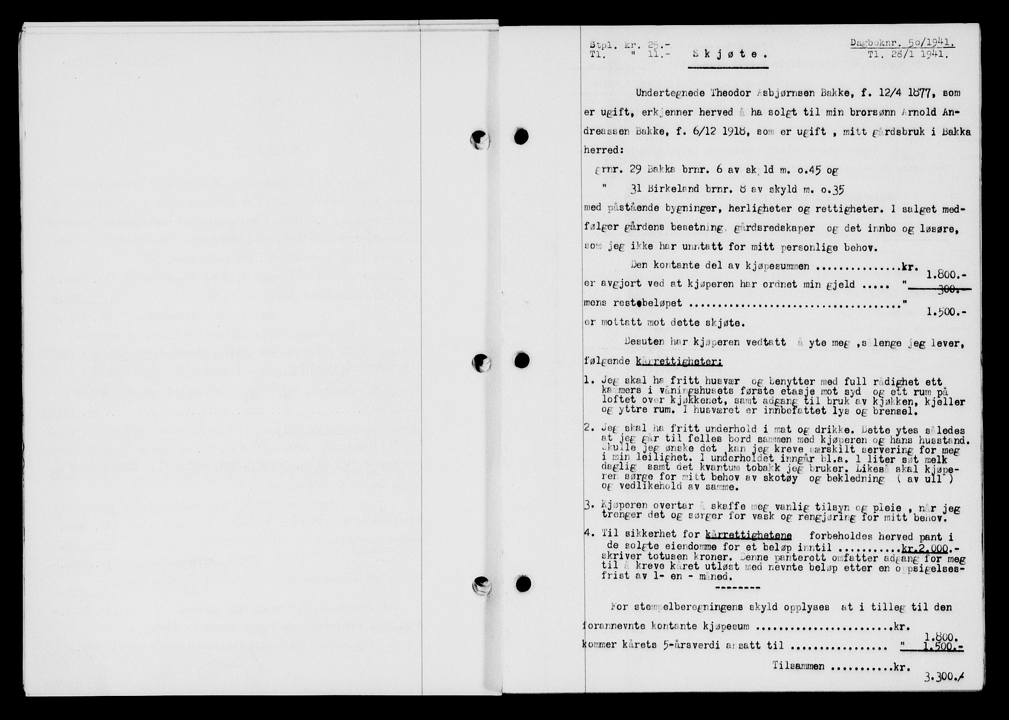 Flekkefjord sorenskriveri, AV/SAK-1221-0001/G/Gb/Gba/L0056: Mortgage book no. A-4, 1940-1941, Diary no: : 50/1941