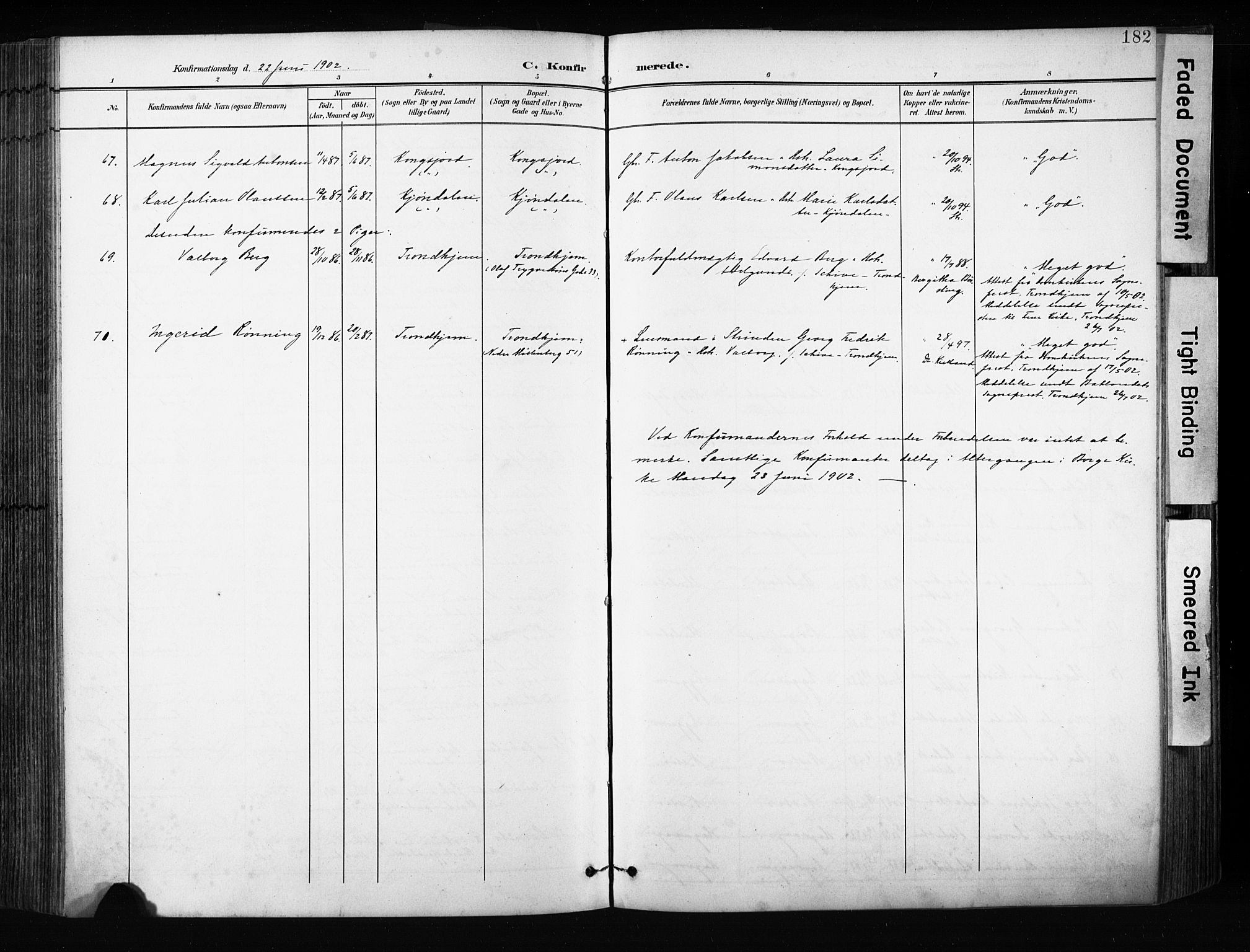Ministerialprotokoller, klokkerbøker og fødselsregistre - Nordland, AV/SAT-A-1459/880/L1134: Parish register (official) no. 880A08, 1899-1908, p. 182