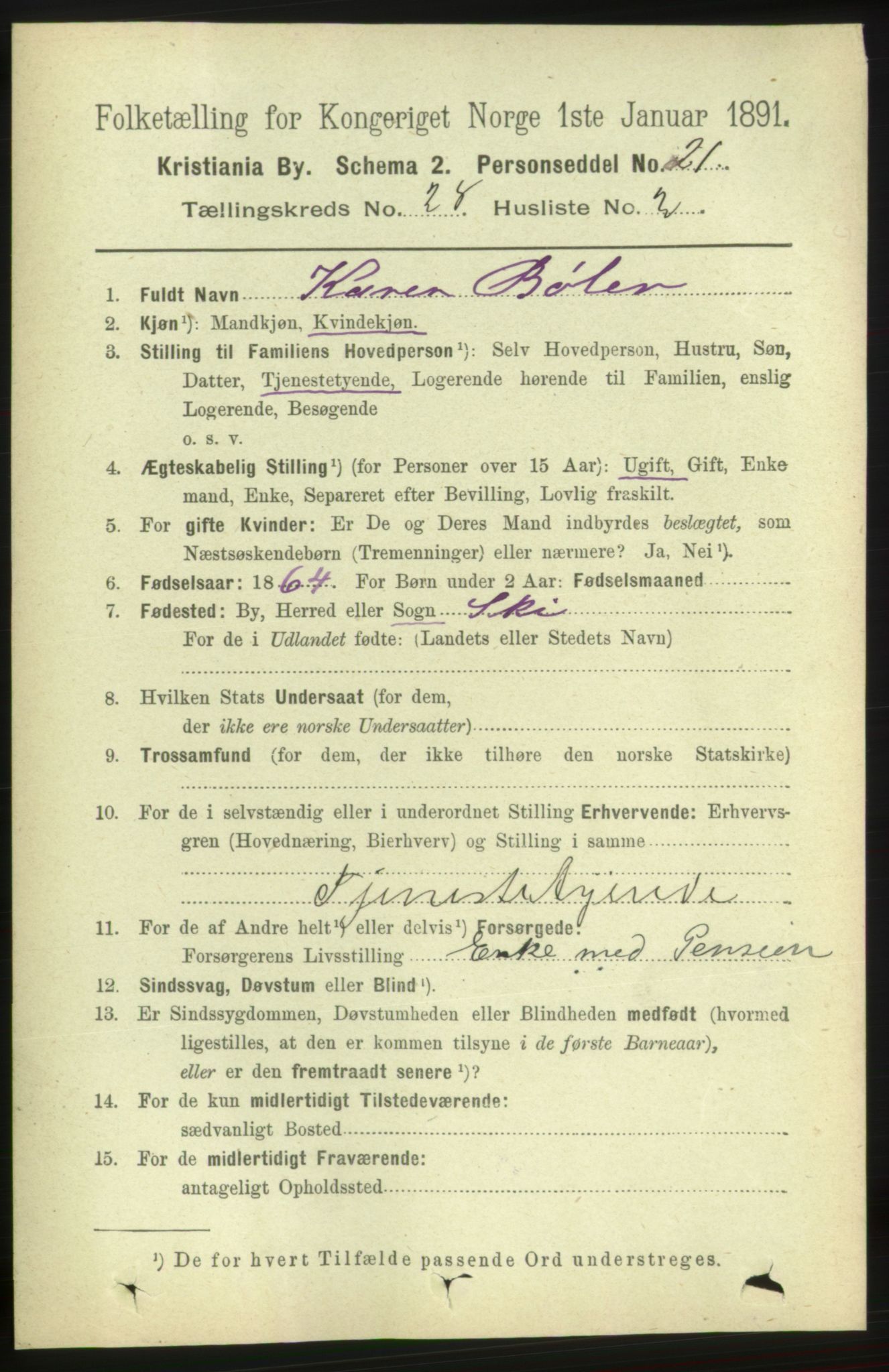 RA, 1891 census for 0301 Kristiania, 1891, p. 14344