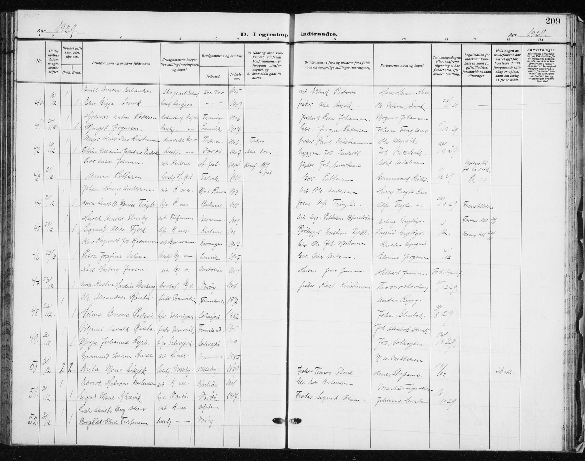 Sør-Varanger sokneprestkontor, AV/SATØ-S-1331/H/Hb/L0006klokker: Parish register (copy) no. 6, 1929-1938, p. 209