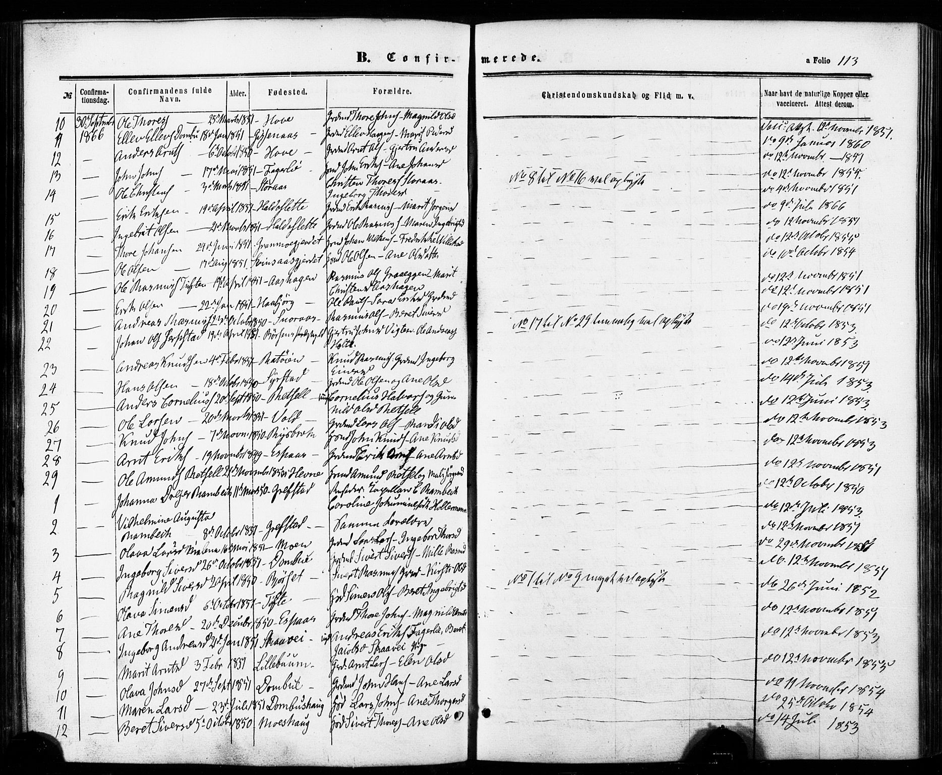 Ministerialprotokoller, klokkerbøker og fødselsregistre - Sør-Trøndelag, AV/SAT-A-1456/672/L0856: Parish register (official) no. 672A08, 1861-1881, p. 113