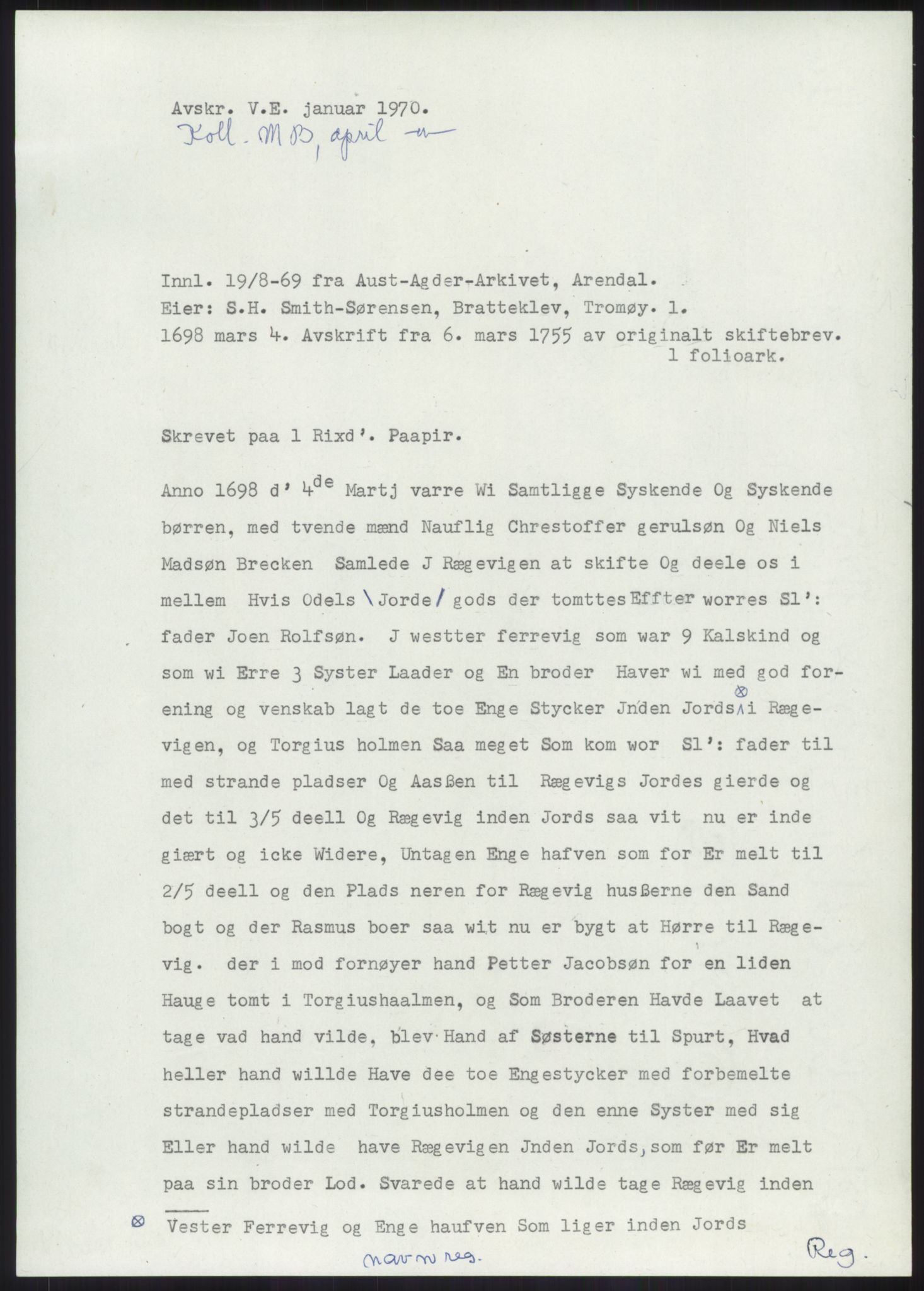 Samlinger til kildeutgivelse, Diplomavskriftsamlingen, AV/RA-EA-4053/H/Ha, p. 843