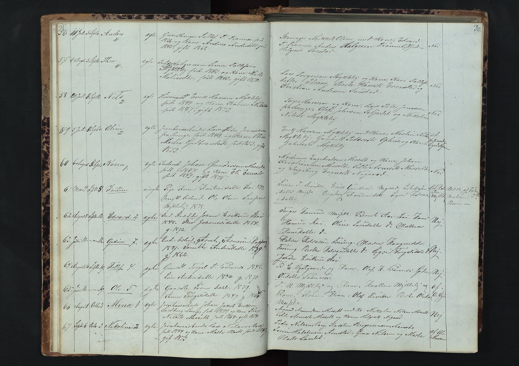 Stor-Elvdal prestekontor, AV/SAH-PREST-052/H/Ha/Hab/L0001: Parish register (copy) no. 1 /1, 1860-1894, p. 29-30