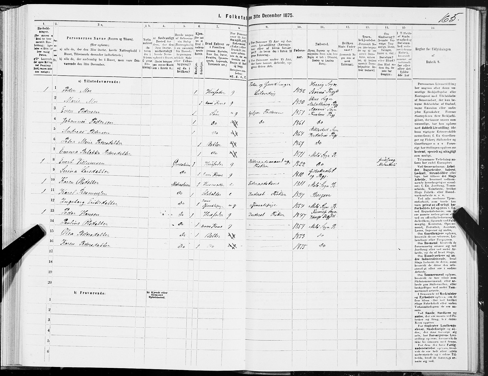 SAT, 1875 census for 1836P Rødøy, 1875, p. 5165