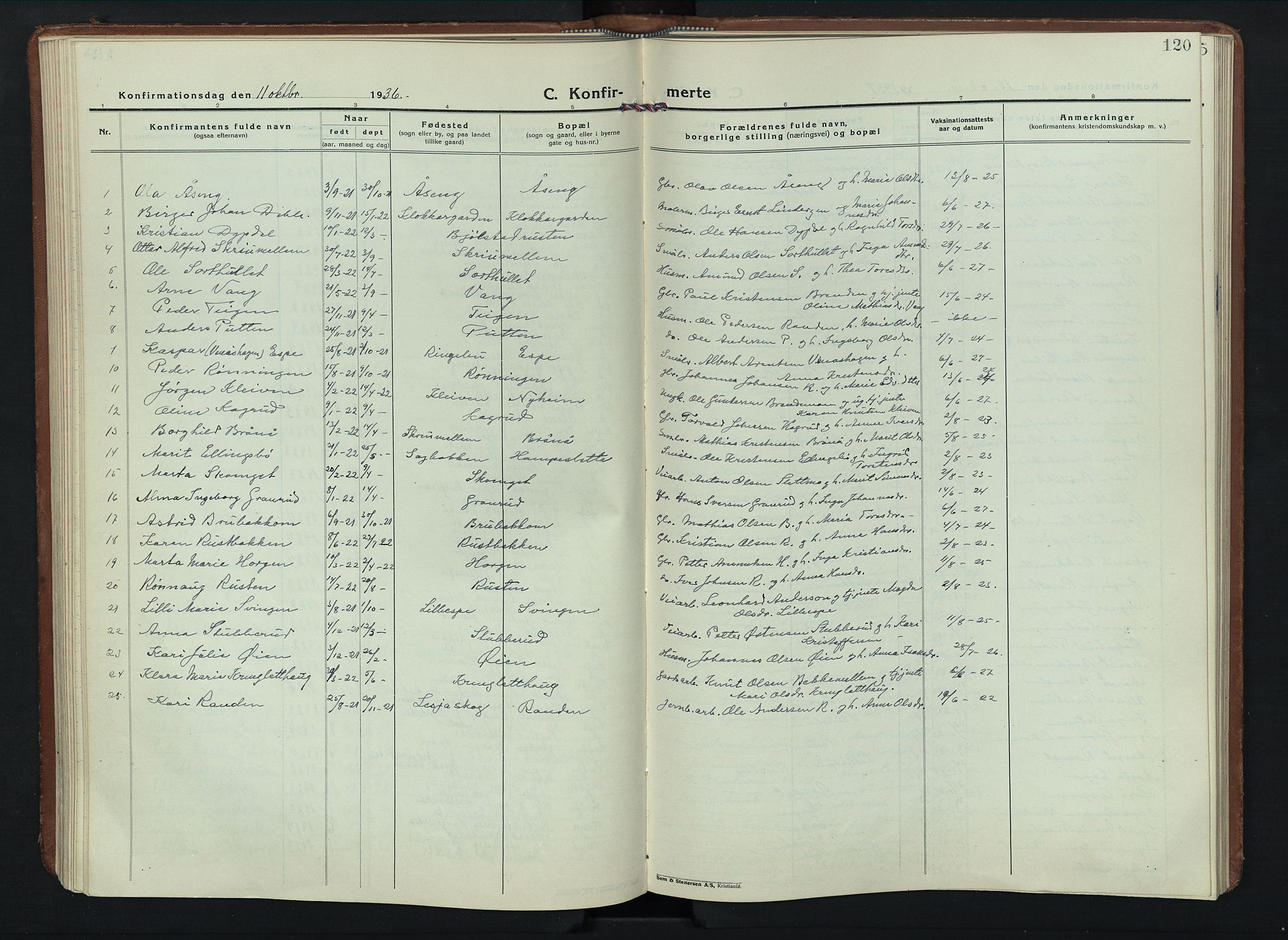 Sel prestekontor, SAH/PREST-074/H/Ha/Hab/L0006: Parish register (copy) no. 6, 1923-1953, p. 120