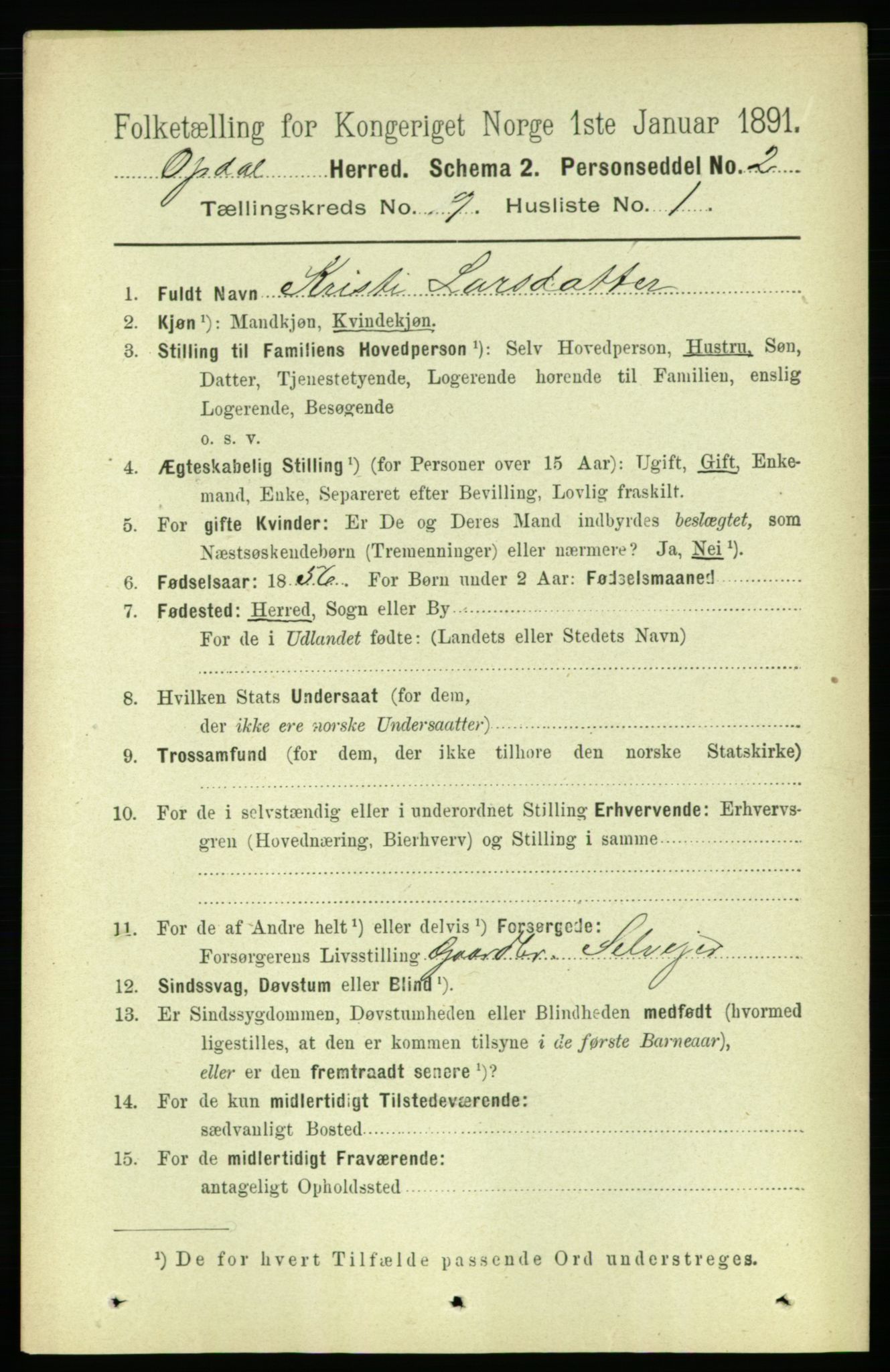 RA, 1891 census for 1634 Oppdal, 1891, p. 4717