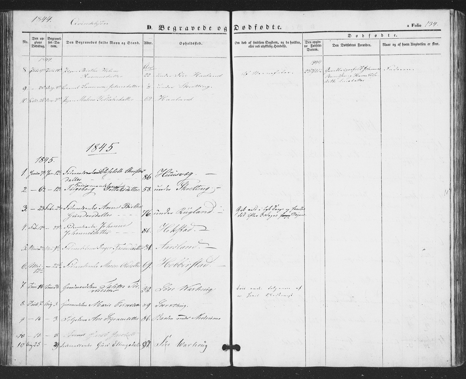 Hå sokneprestkontor, AV/SAST-A-101801/001/30BA/L0007: Parish register (official) no. A 6, 1842-1855, p. 134