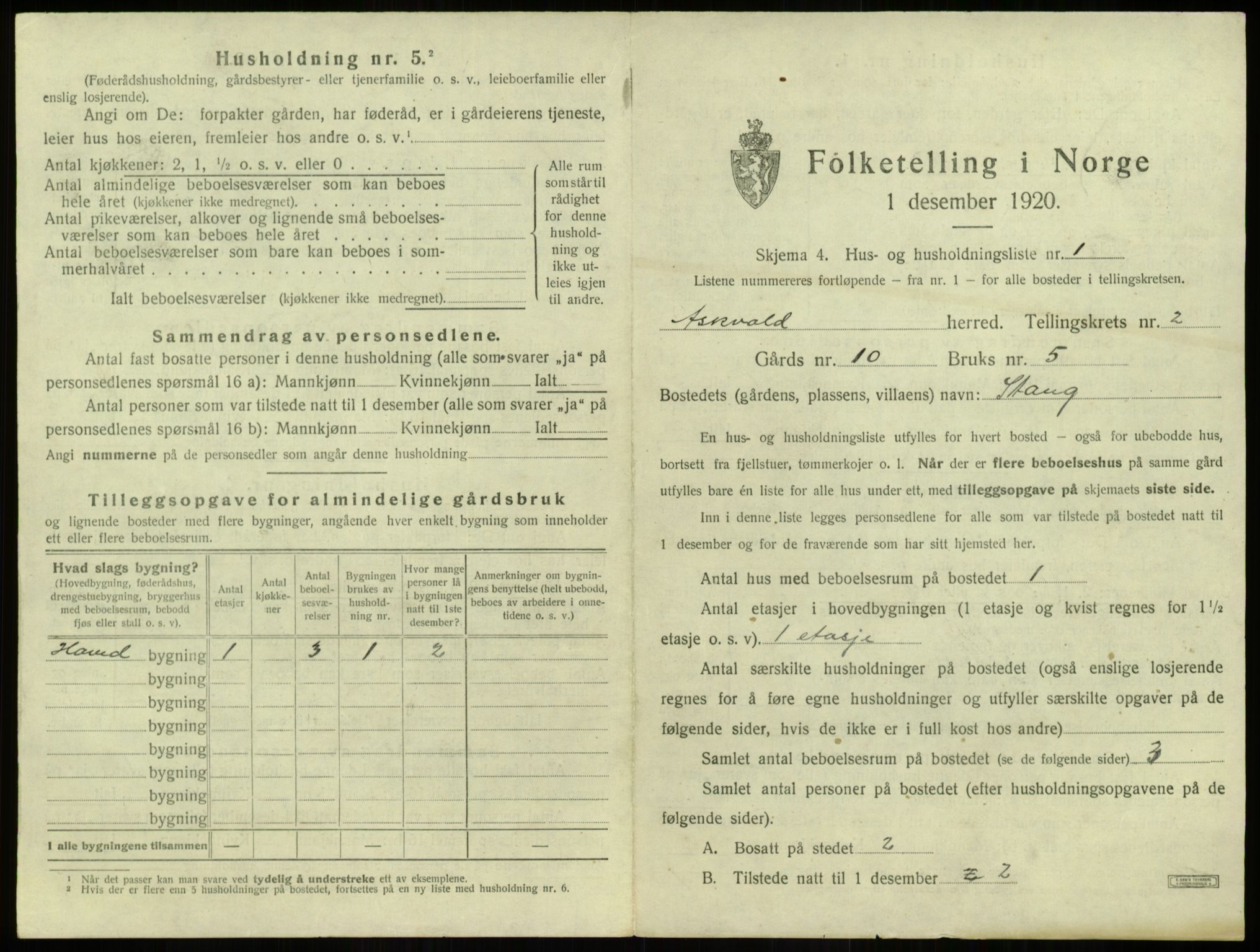 SAB, 1920 census for Askvoll, 1920, p. 150