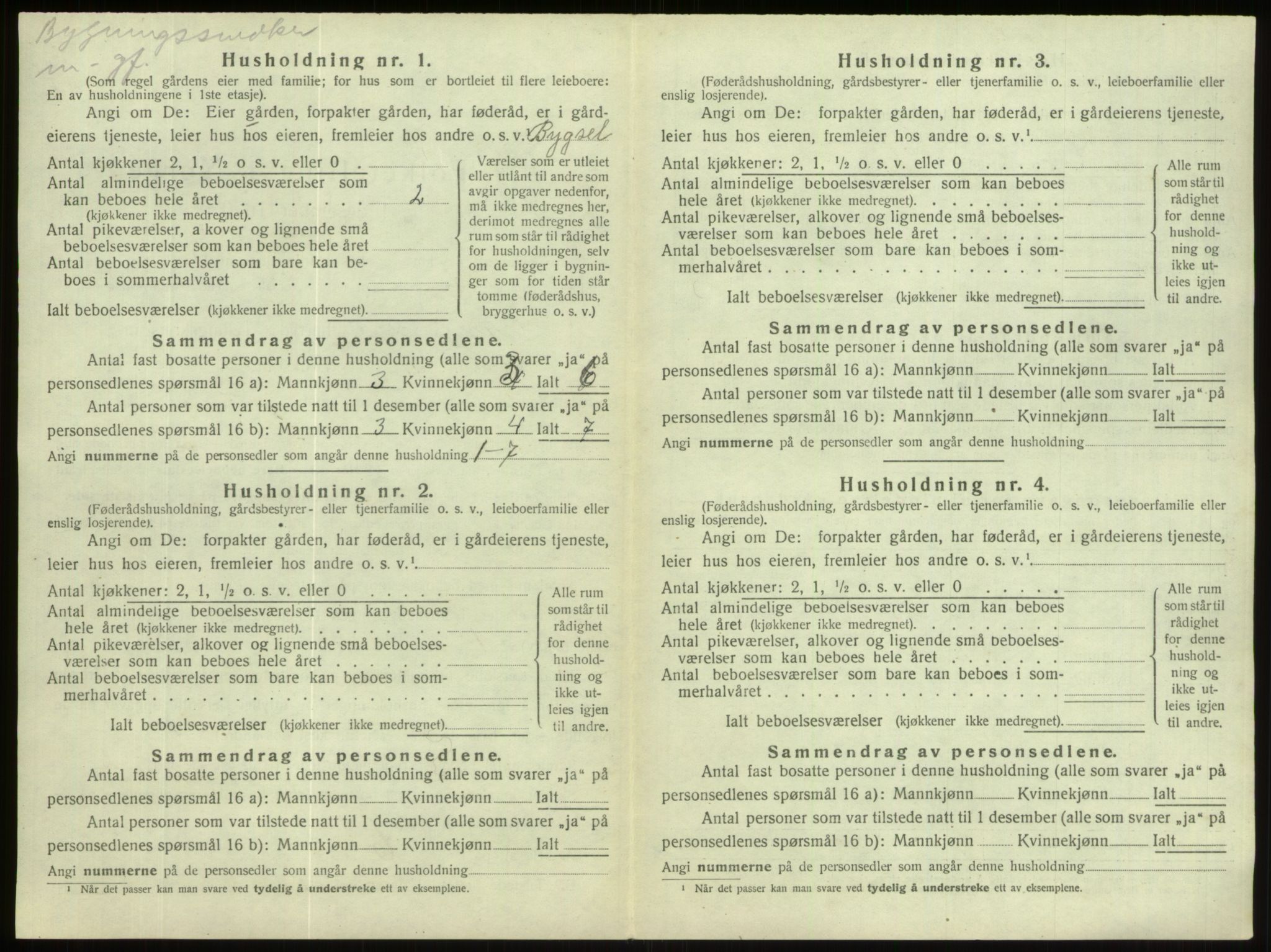 SAB, 1920 census for Hornindal, 1920, p. 482