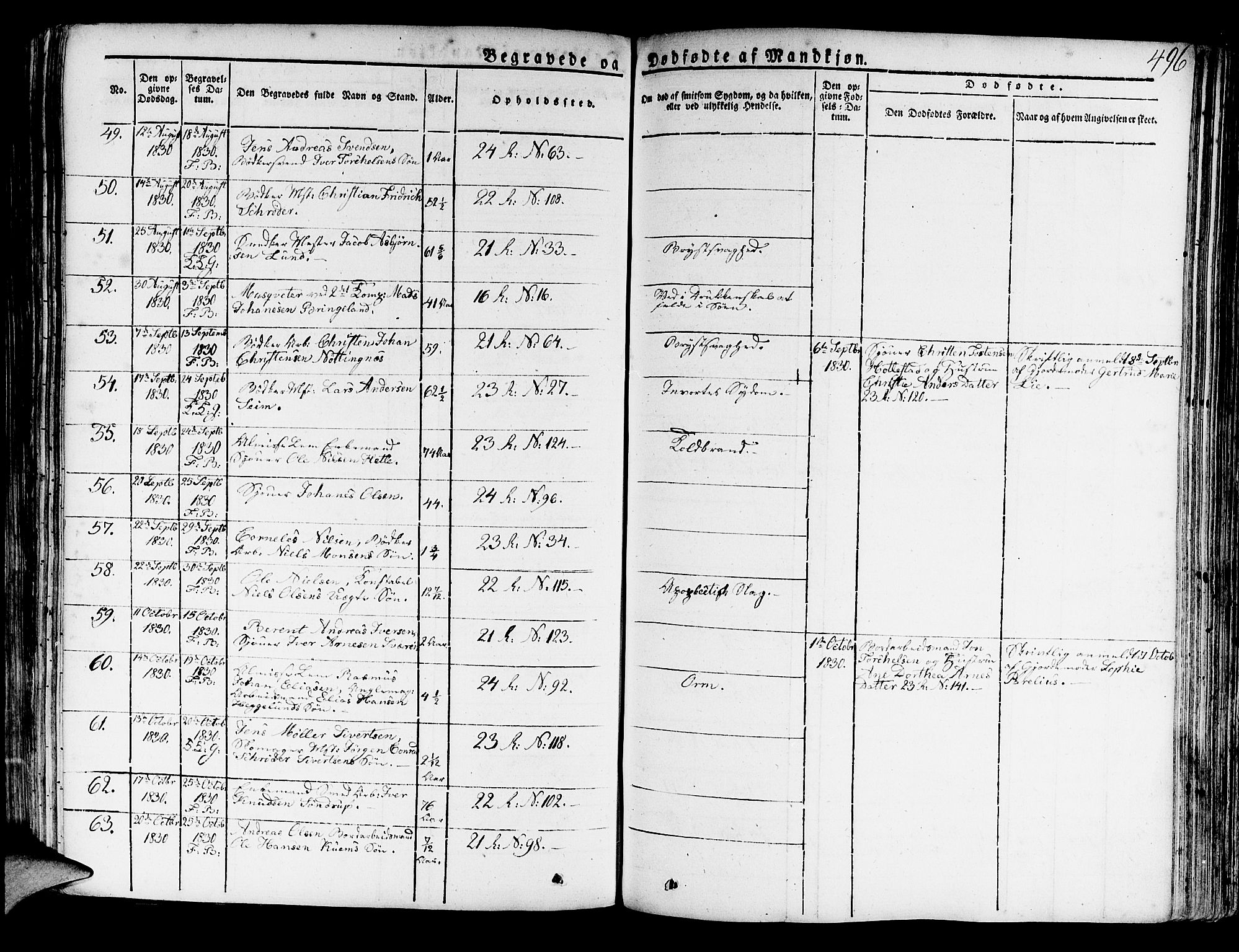 Korskirken sokneprestembete, AV/SAB-A-76101/H/Haa/L0014: Parish register (official) no. A 14, 1823-1835, p. 496