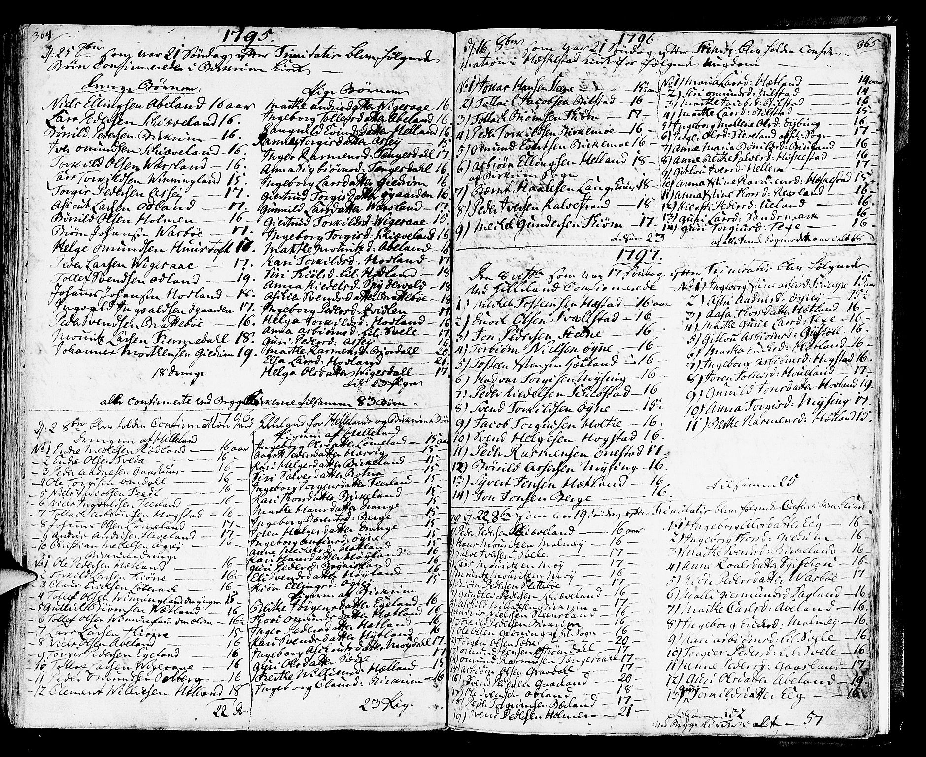 Helleland sokneprestkontor, SAST/A-101810: Parish register (official) no. A 3 /1, 1791-1817, p. 364-365