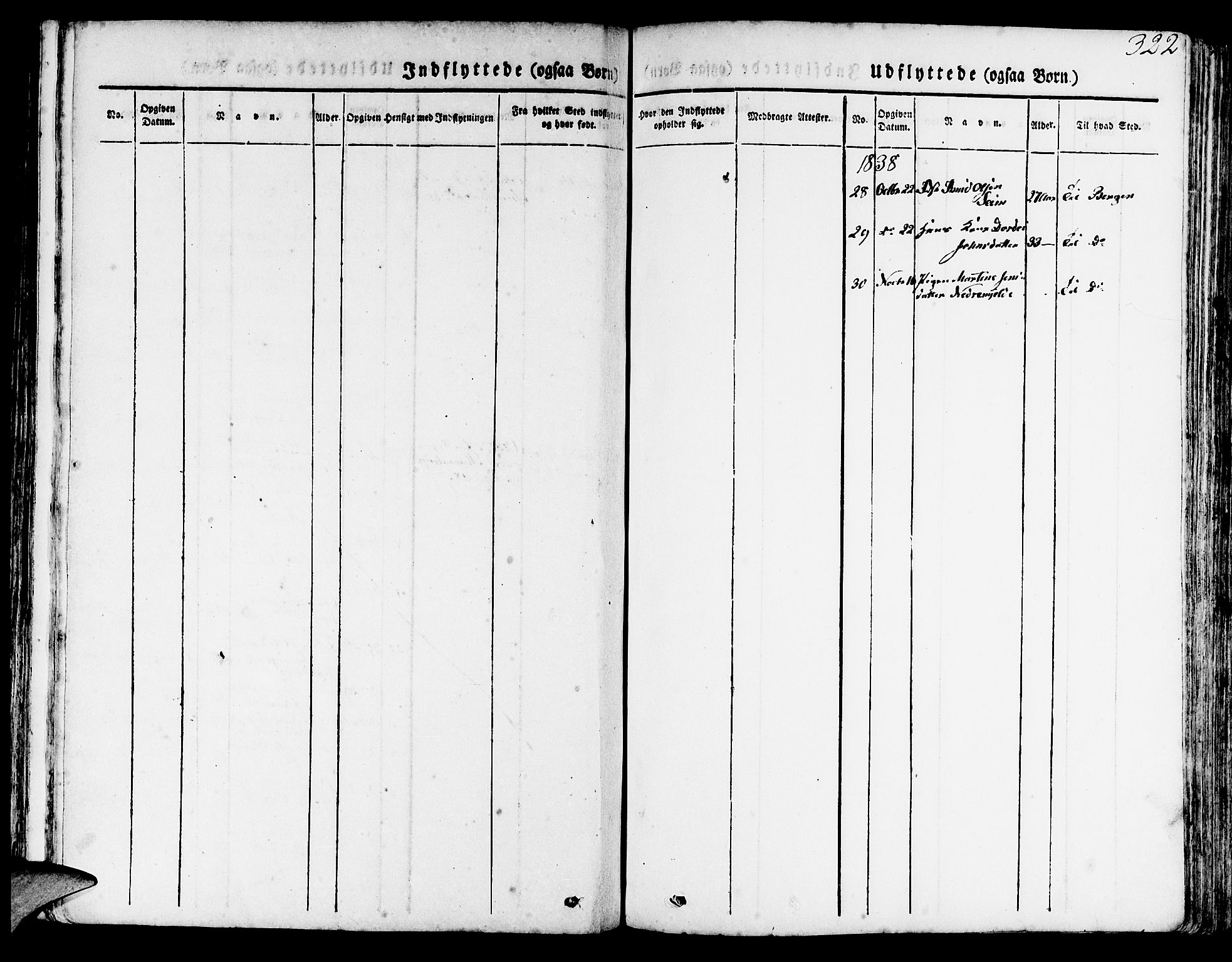 Haus sokneprestembete, AV/SAB-A-75601/H/Haa: Parish register (official) no. A 14, 1827-1838, p. 322