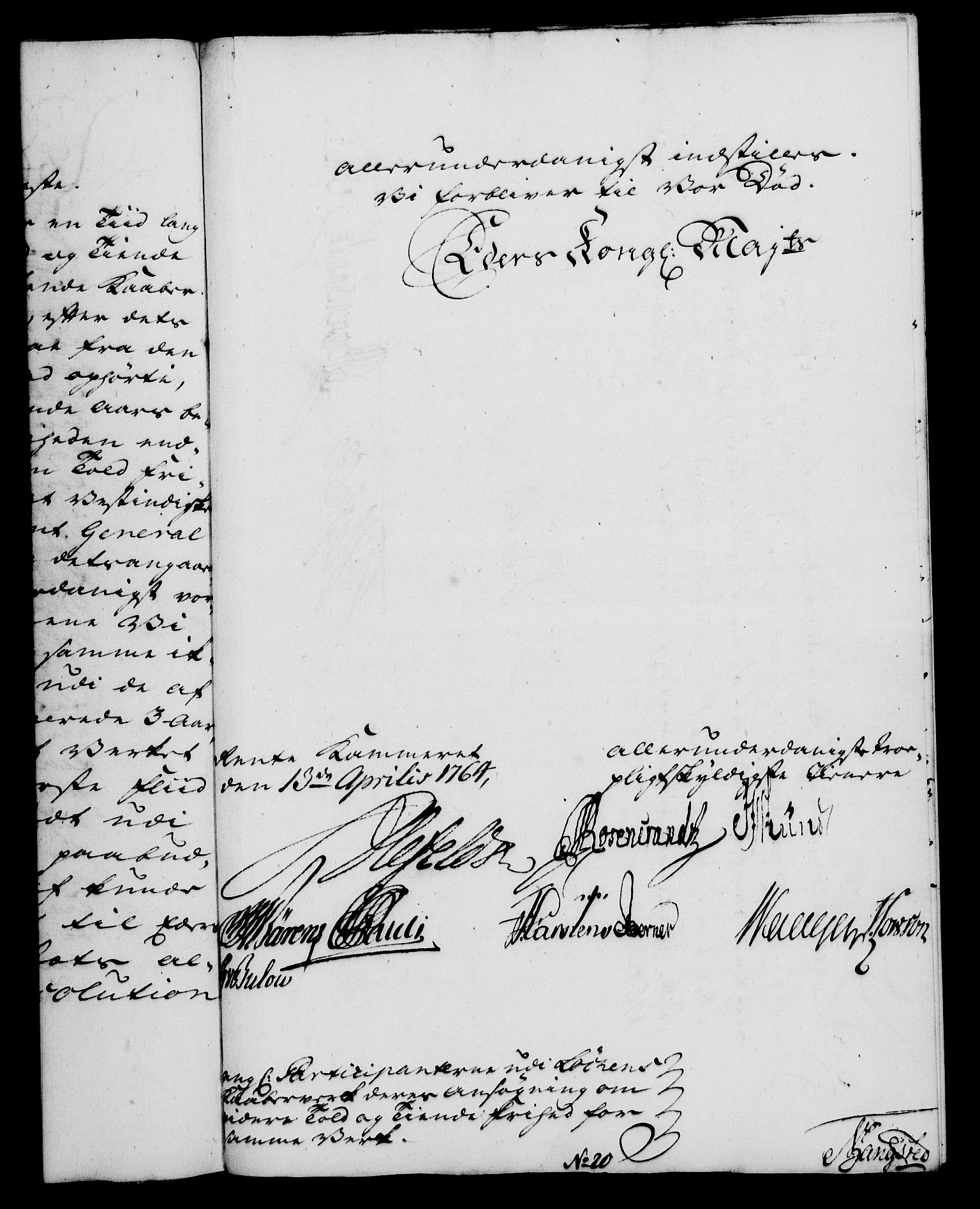 Rentekammeret, Kammerkanselliet, AV/RA-EA-3111/G/Gf/Gfa/L0046: Norsk relasjons- og resolusjonsprotokoll (merket RK 52.46), 1764, p. 134