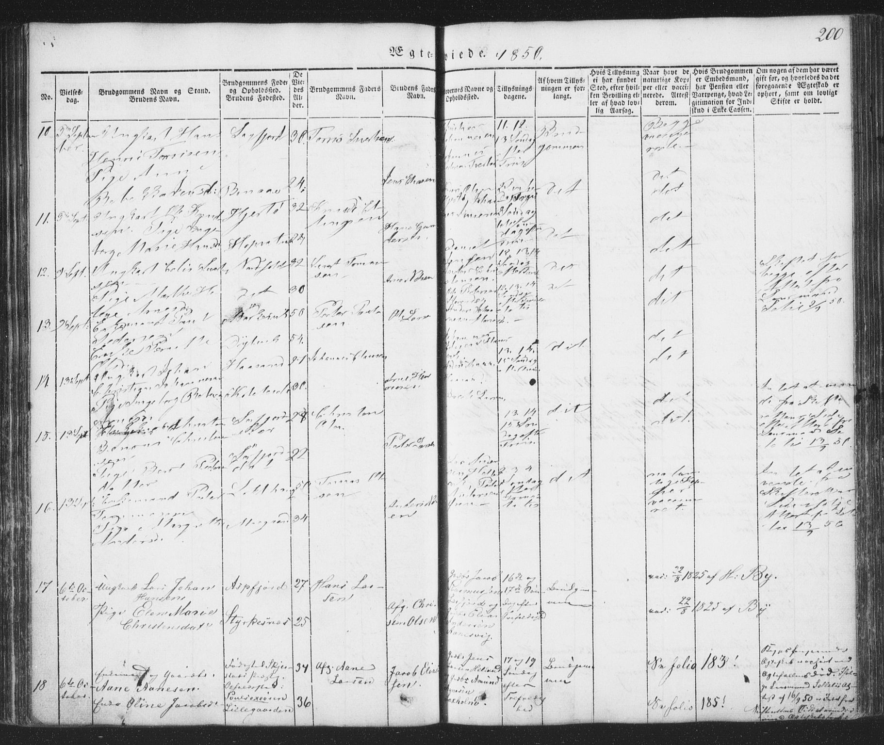 Ministerialprotokoller, klokkerbøker og fødselsregistre - Nordland, SAT/A-1459/853/L0769: Parish register (official) no. 853A08, 1836-1856, p. 200