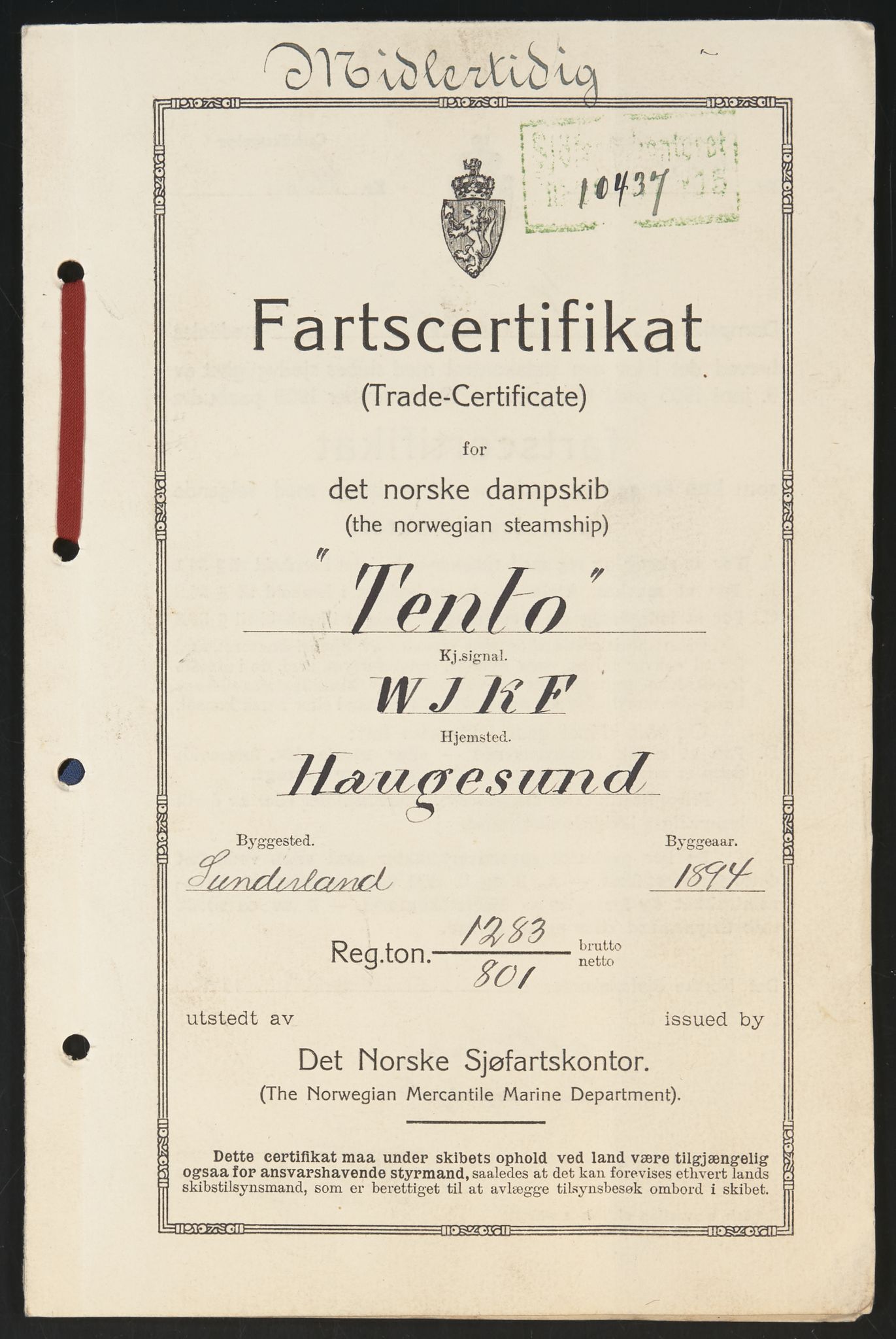 Sjøfartsdirektoratet med forløpere, skipsmapper slettede skip, RA/S-4998/F/Fa/L0586: --, 1894-1935, p. 344