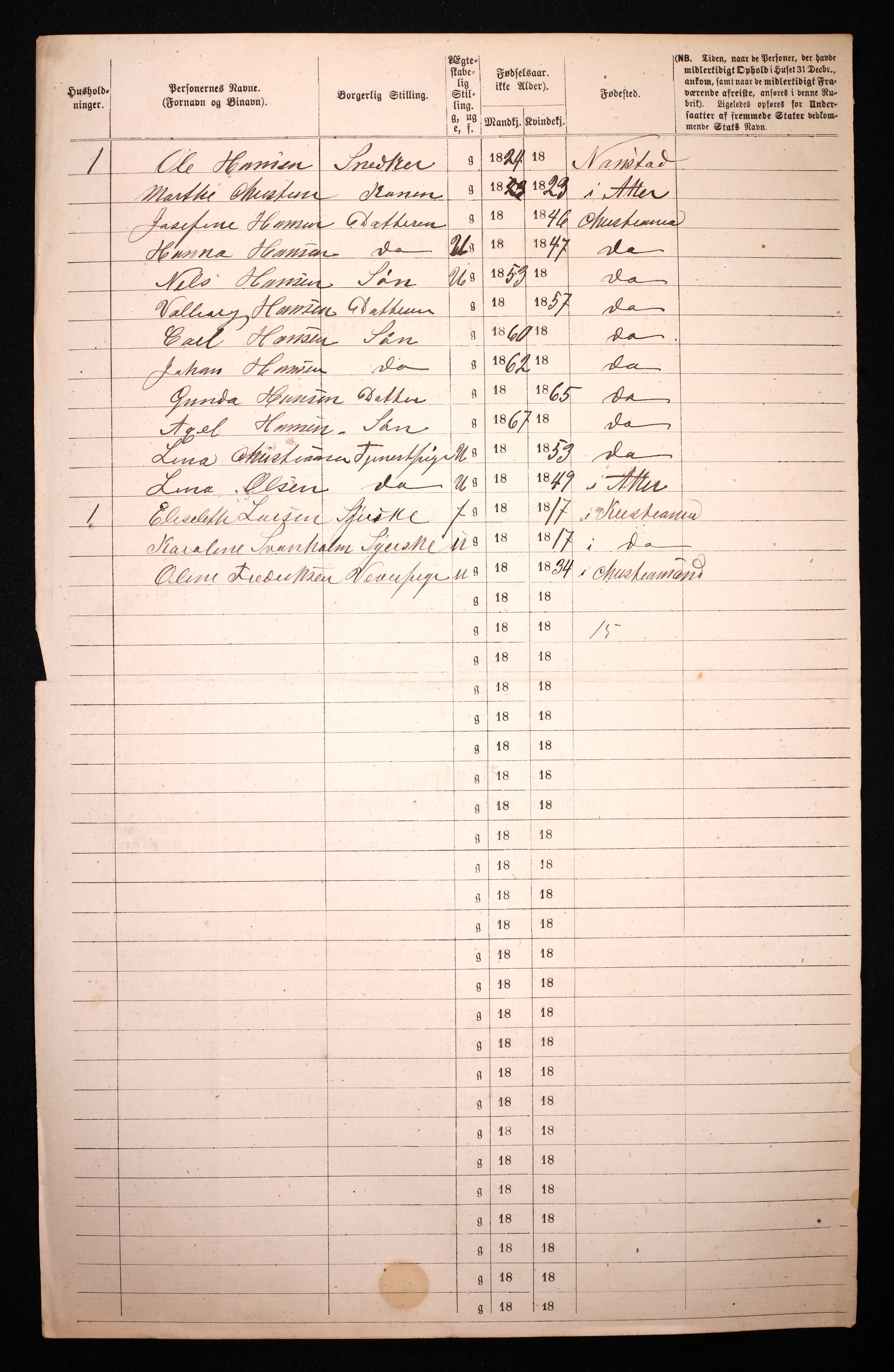 RA, 1870 census for 0301 Kristiania, 1870, p. 3492