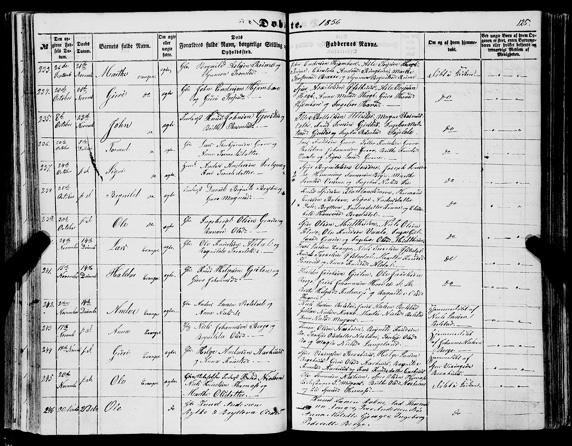 Voss sokneprestembete, AV/SAB-A-79001/H/Haa: Parish register (official) no. A 16, 1849-1863, p. 125