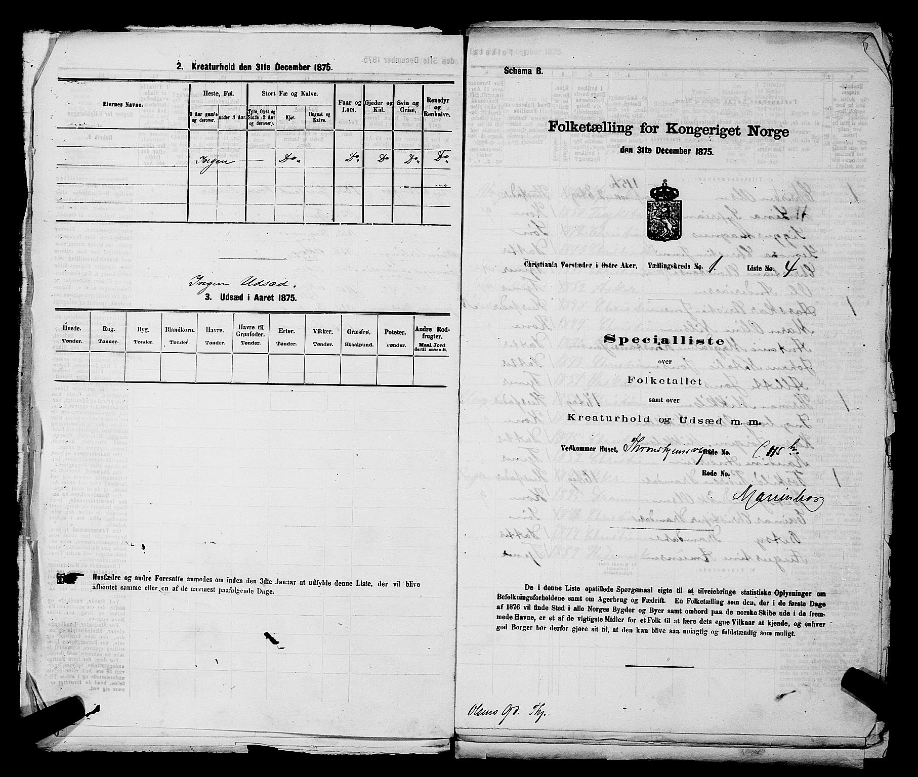 RA, 1875 census for 0218bP Østre Aker, 1875, p. 174