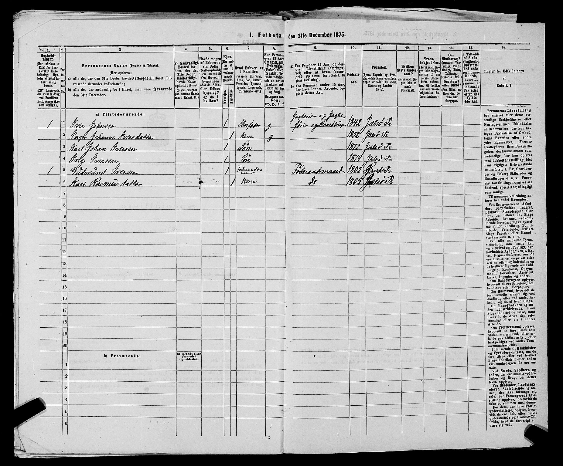 SAST, 1875 census for 1138P Jelsa, 1875, p. 113