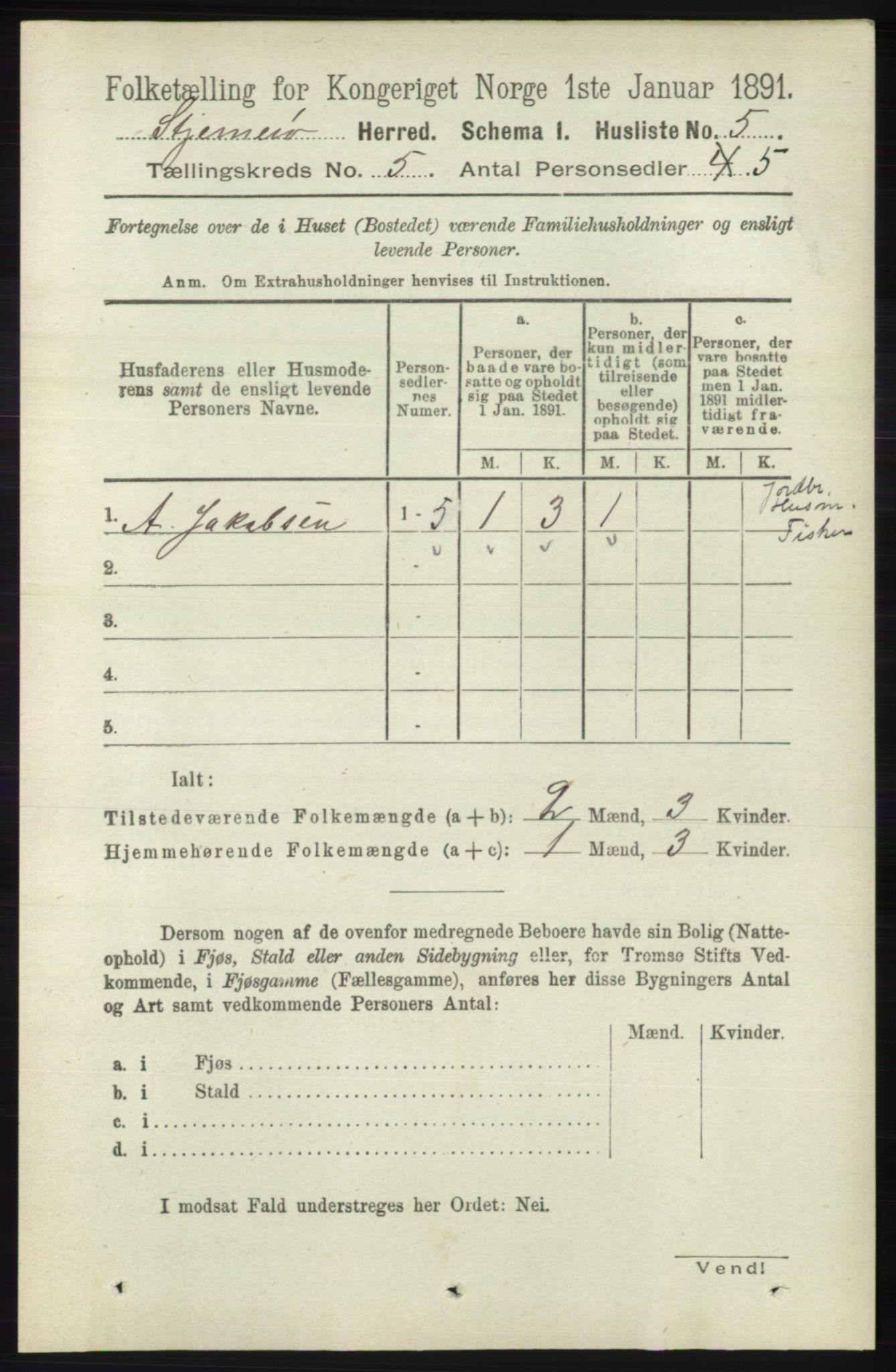 RA, 1891 census for 1140 Sjernarøy, 1891, p. 749