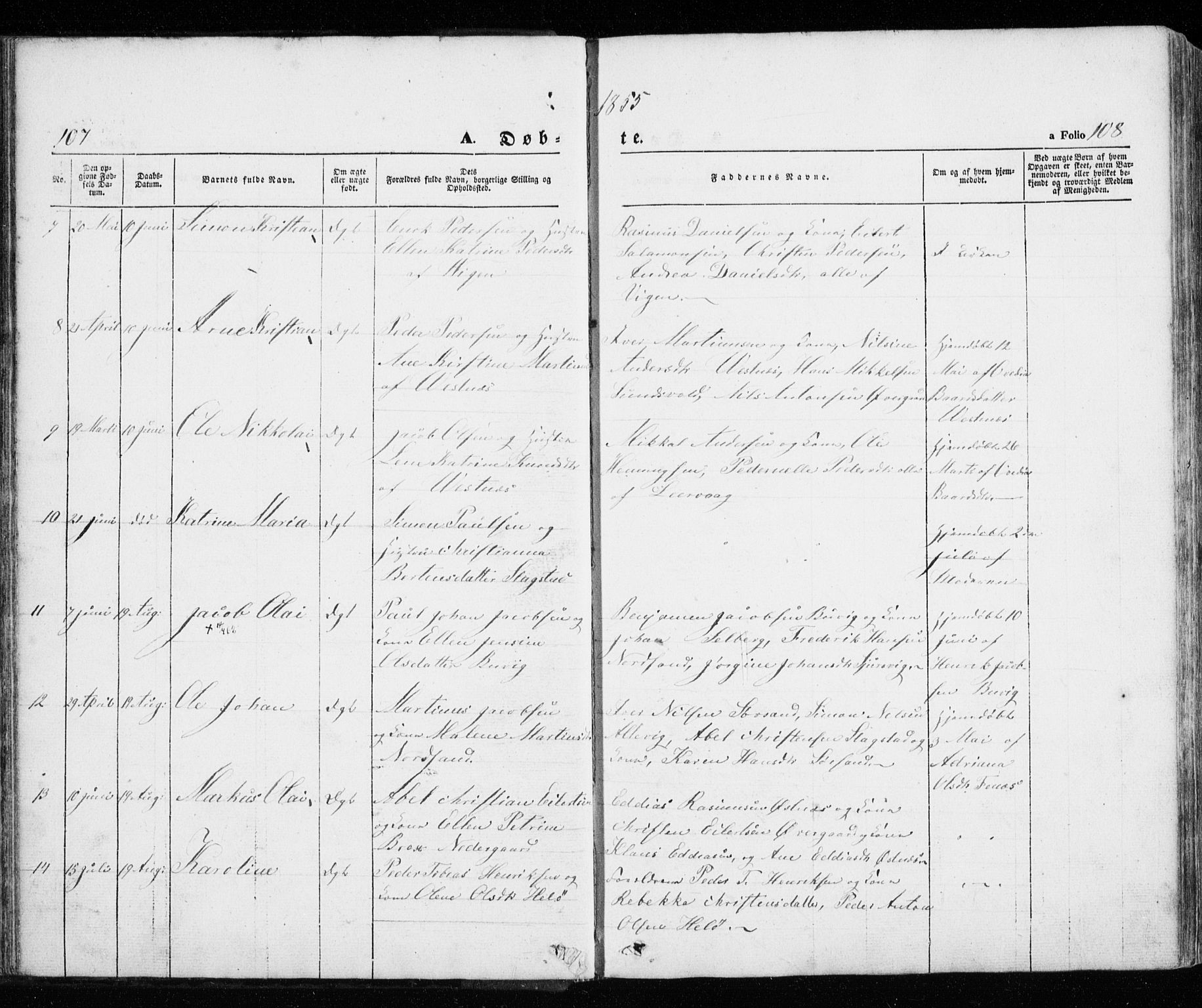Trondenes sokneprestkontor, SATØ/S-1319/H/Ha/L0010kirke: Parish register (official) no. 10, 1840-1865, p. 107-108