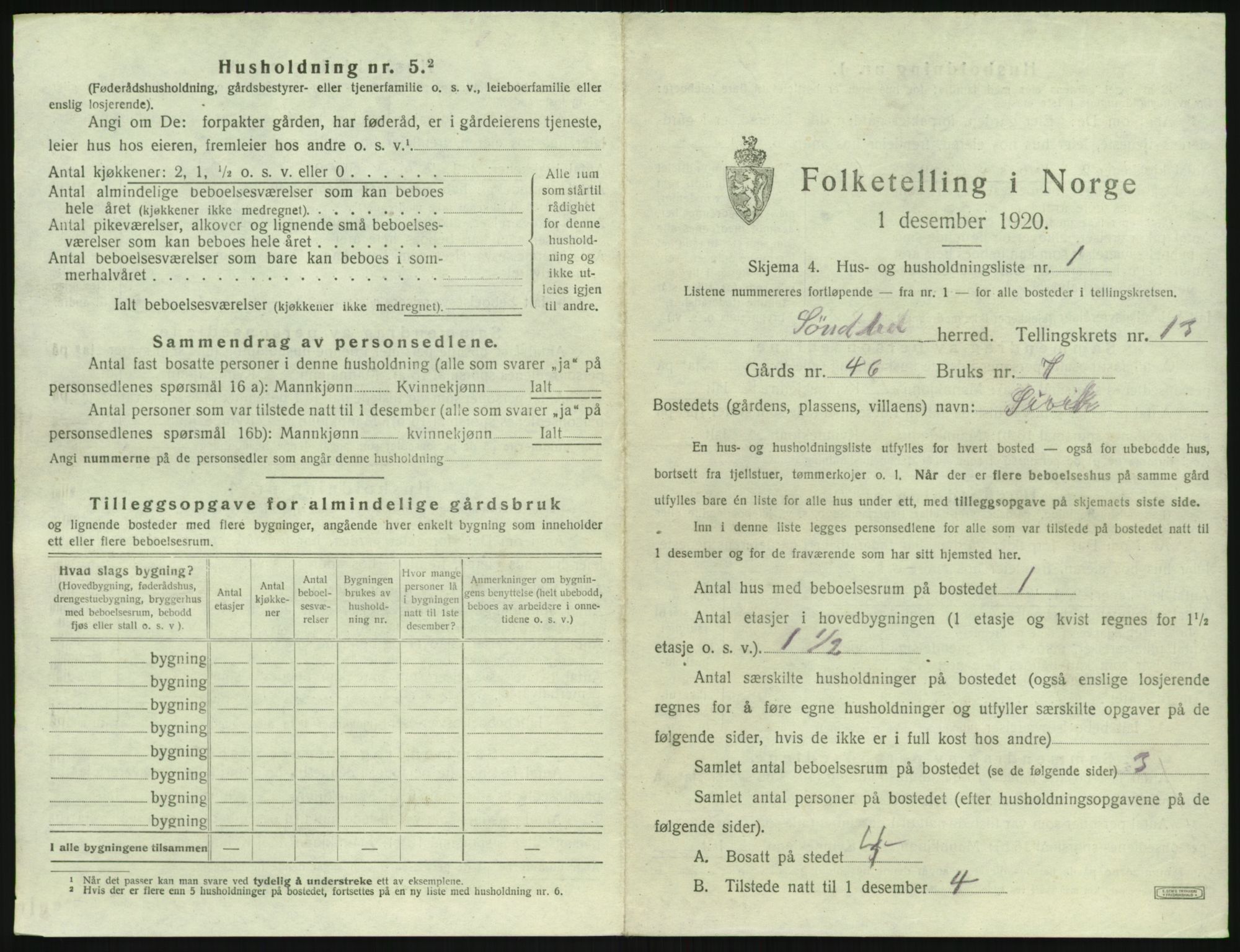 SAK, 1920 census for Søndeled, 1920, p. 999