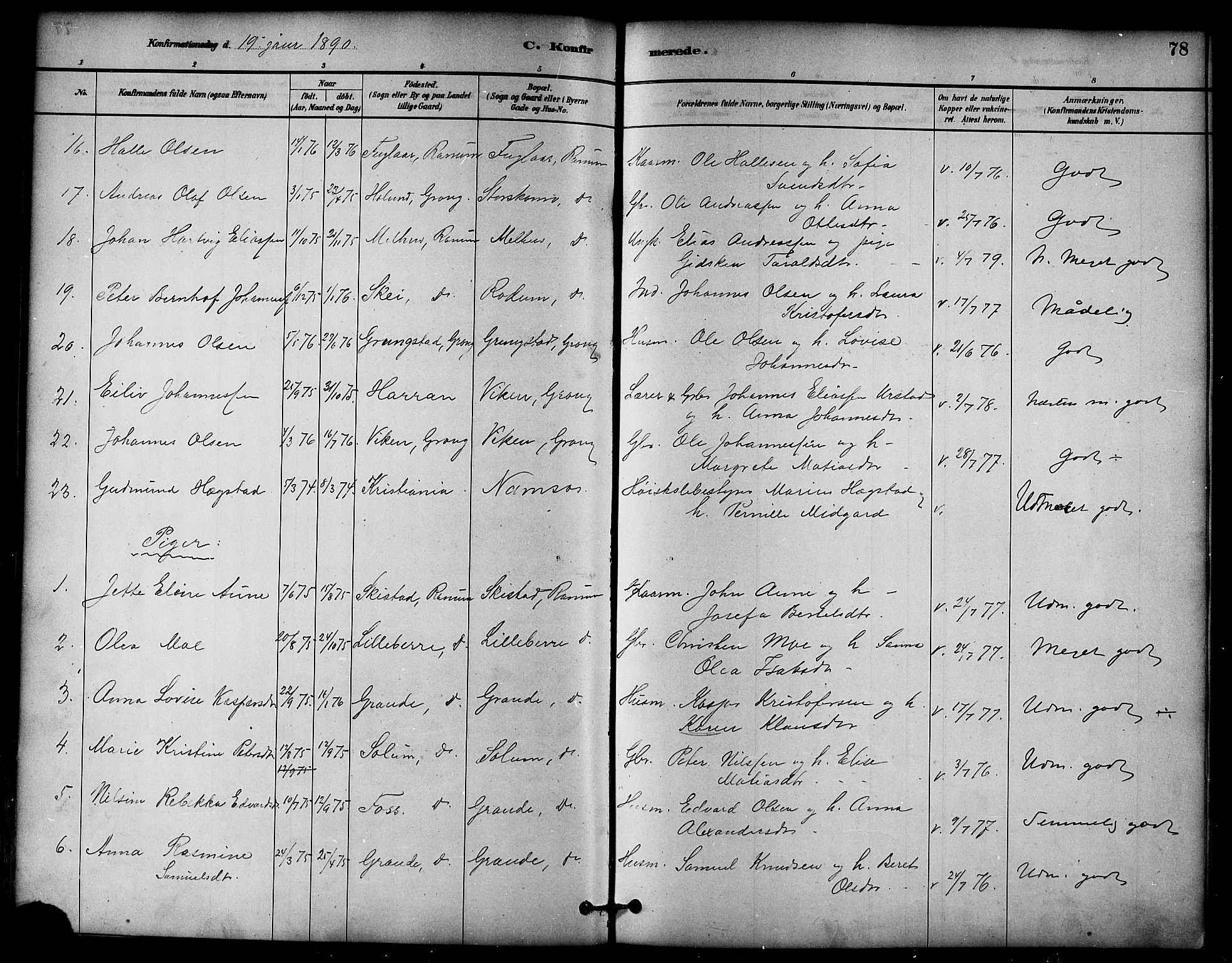 Ministerialprotokoller, klokkerbøker og fødselsregistre - Nord-Trøndelag, SAT/A-1458/764/L0555: Parish register (official) no. 764A10, 1881-1896, p. 78