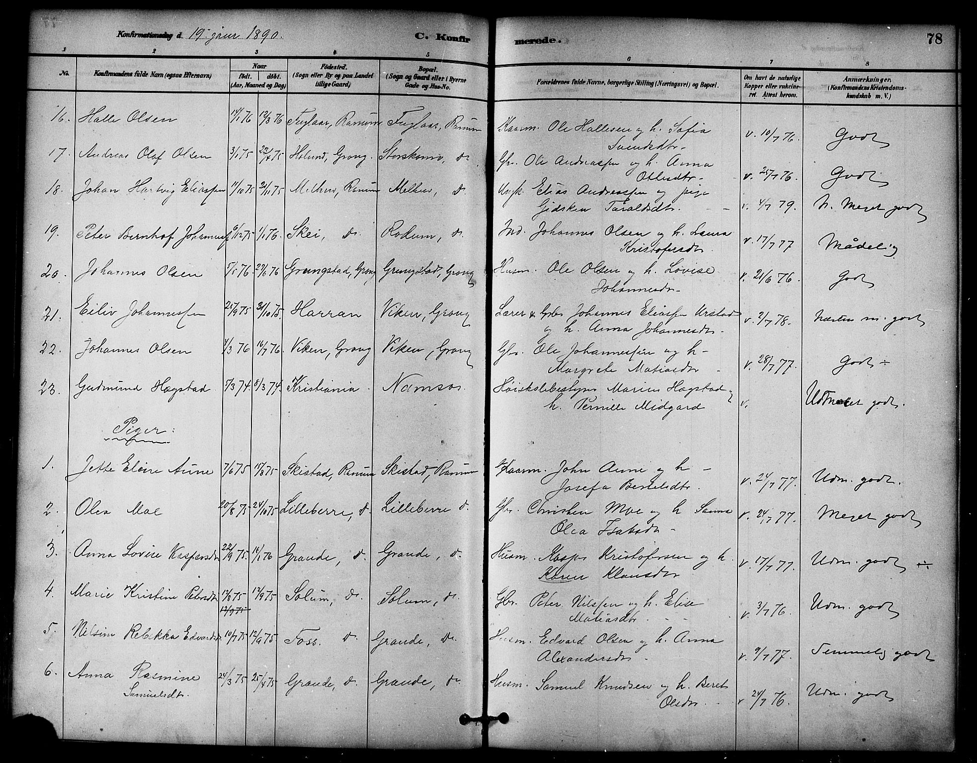 Ministerialprotokoller, klokkerbøker og fødselsregistre - Nord-Trøndelag, AV/SAT-A-1458/764/L0555: Parish register (official) no. 764A10, 1881-1896, p. 78