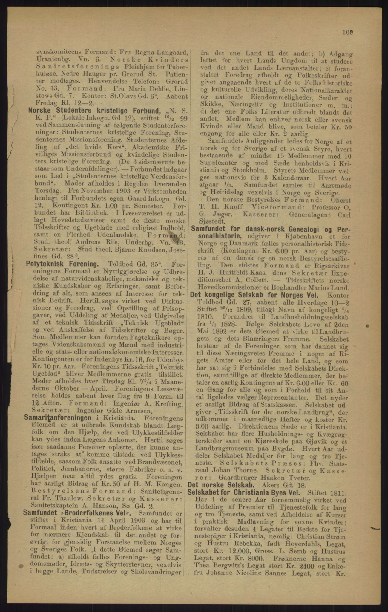 Kristiania/Oslo adressebok, PUBL/-, 1905, p. 109