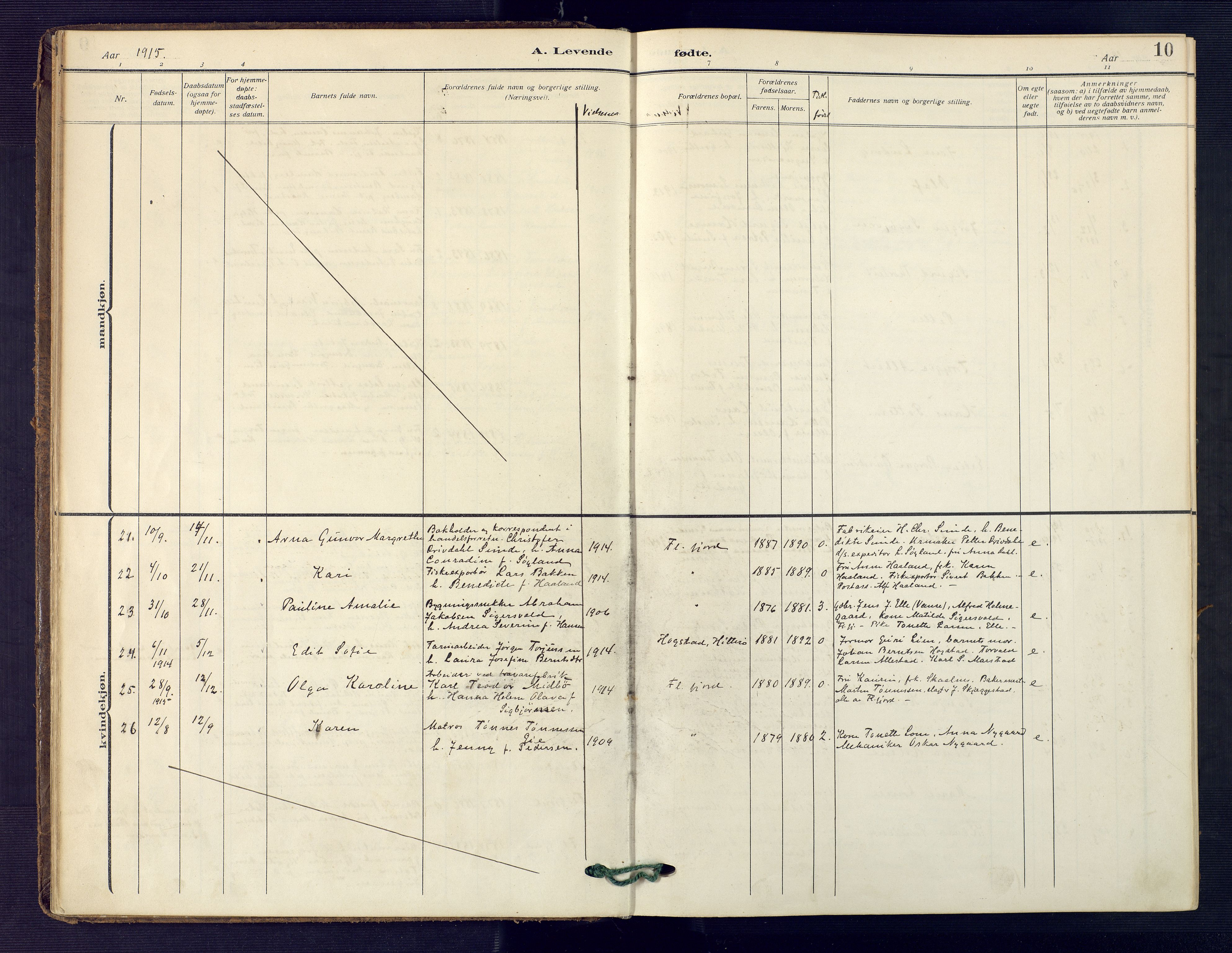 Flekkefjord sokneprestkontor, AV/SAK-1111-0012/F/Fa/Faa/L0003: Parish register (official) no. A 3, 1913-1928, p. 10