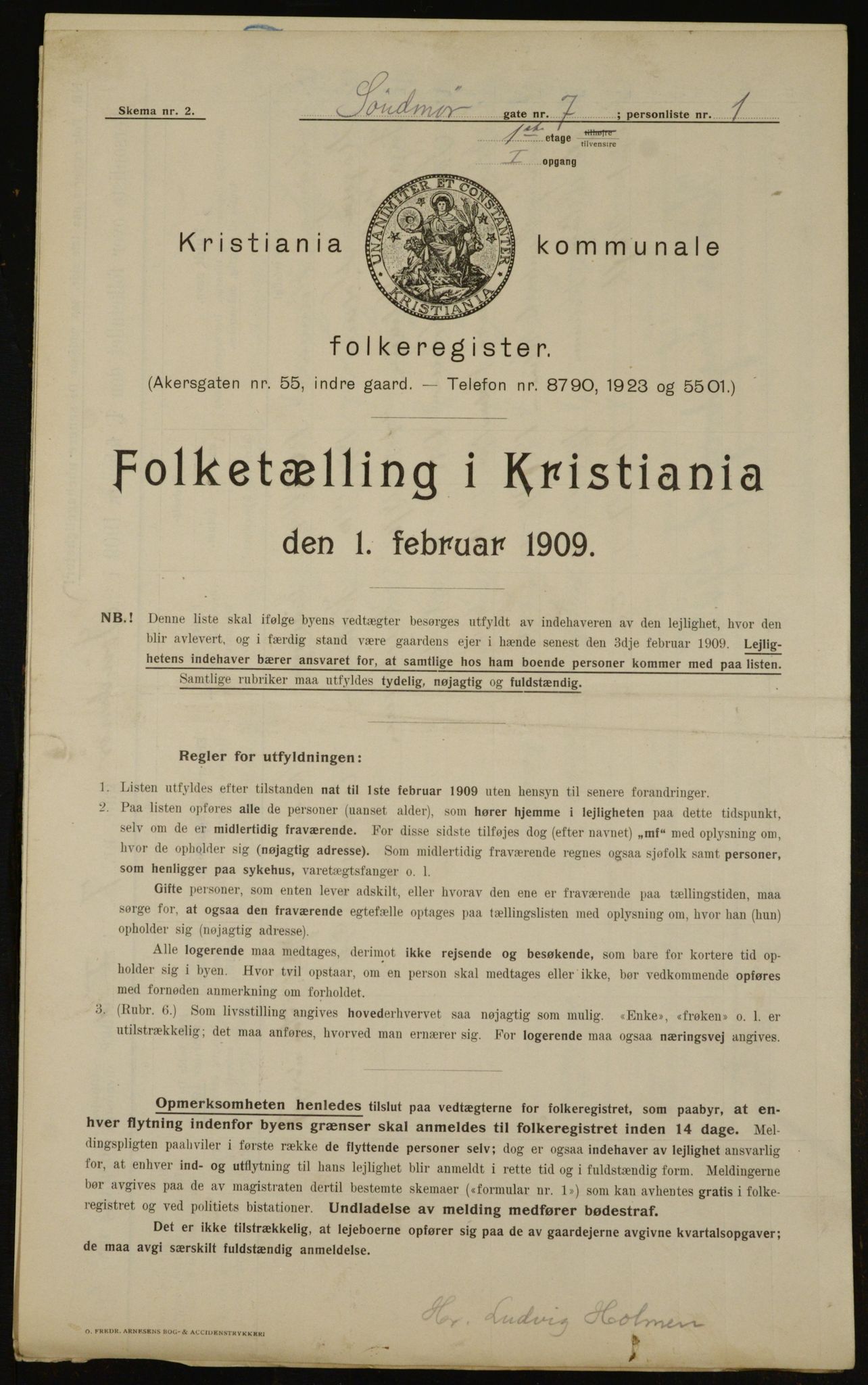 OBA, Municipal Census 1909 for Kristiania, 1909, p. 94751