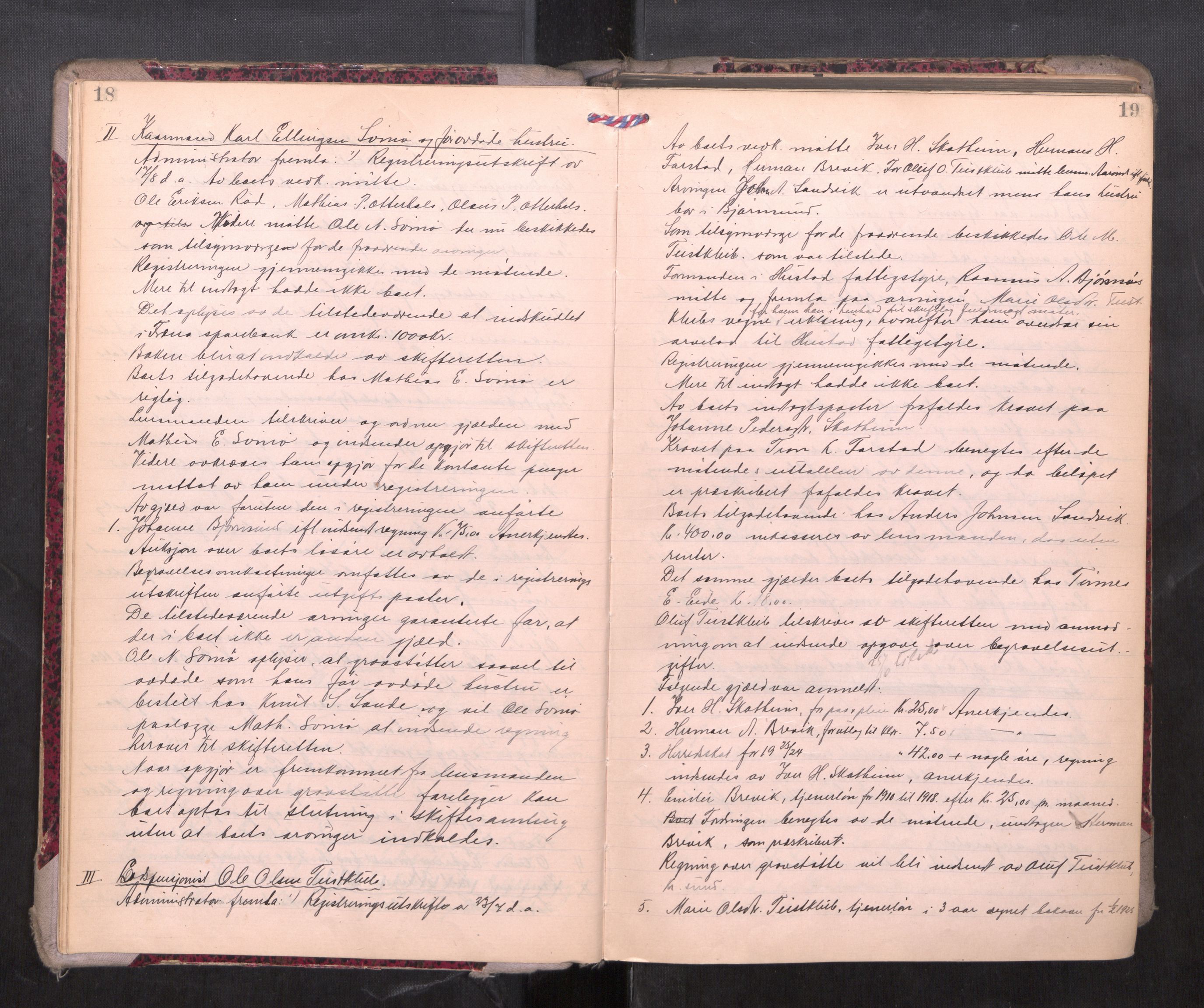 Romsdal sorenskriveri, AV/SAT-A-4149/1/3/3B/L0010: Skiftebehandlingsprotokoll, 1923-1925, p. 18-19