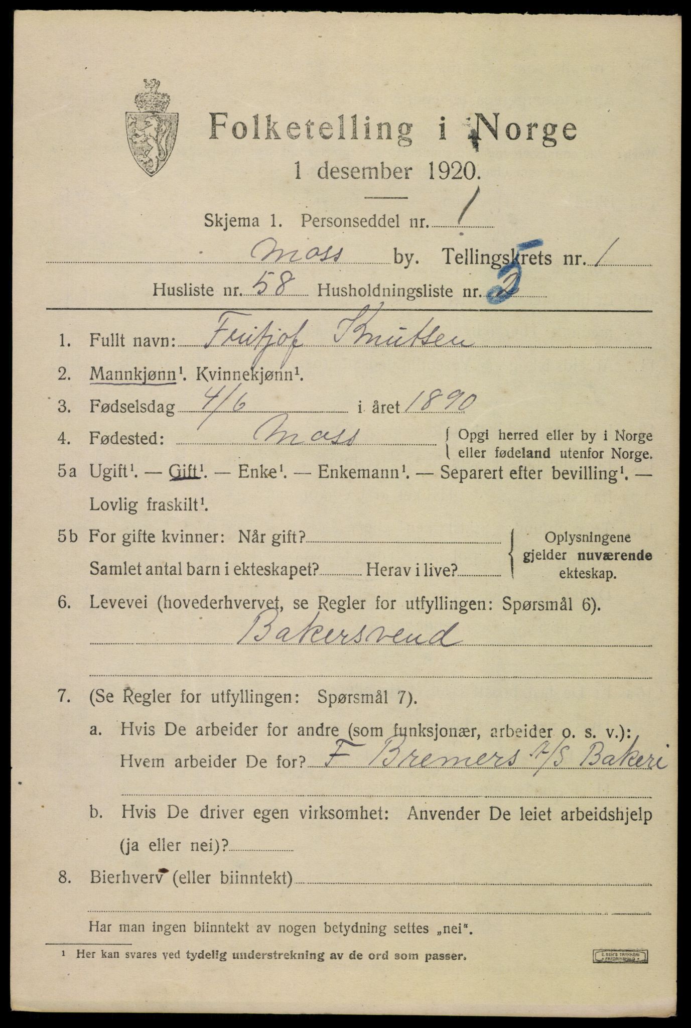 SAO, 1920 census for Moss, 1920, p. 7153