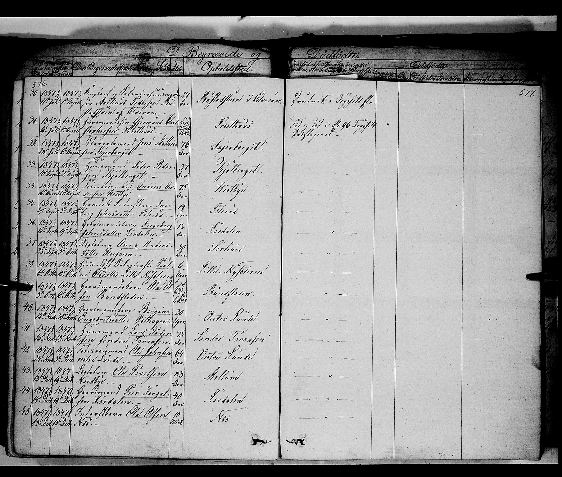 Trysil prestekontor, SAH/PREST-046/H/Ha/Haa/L0004: Parish register (official) no. 4 /1, 1842-1850, p. 576-577