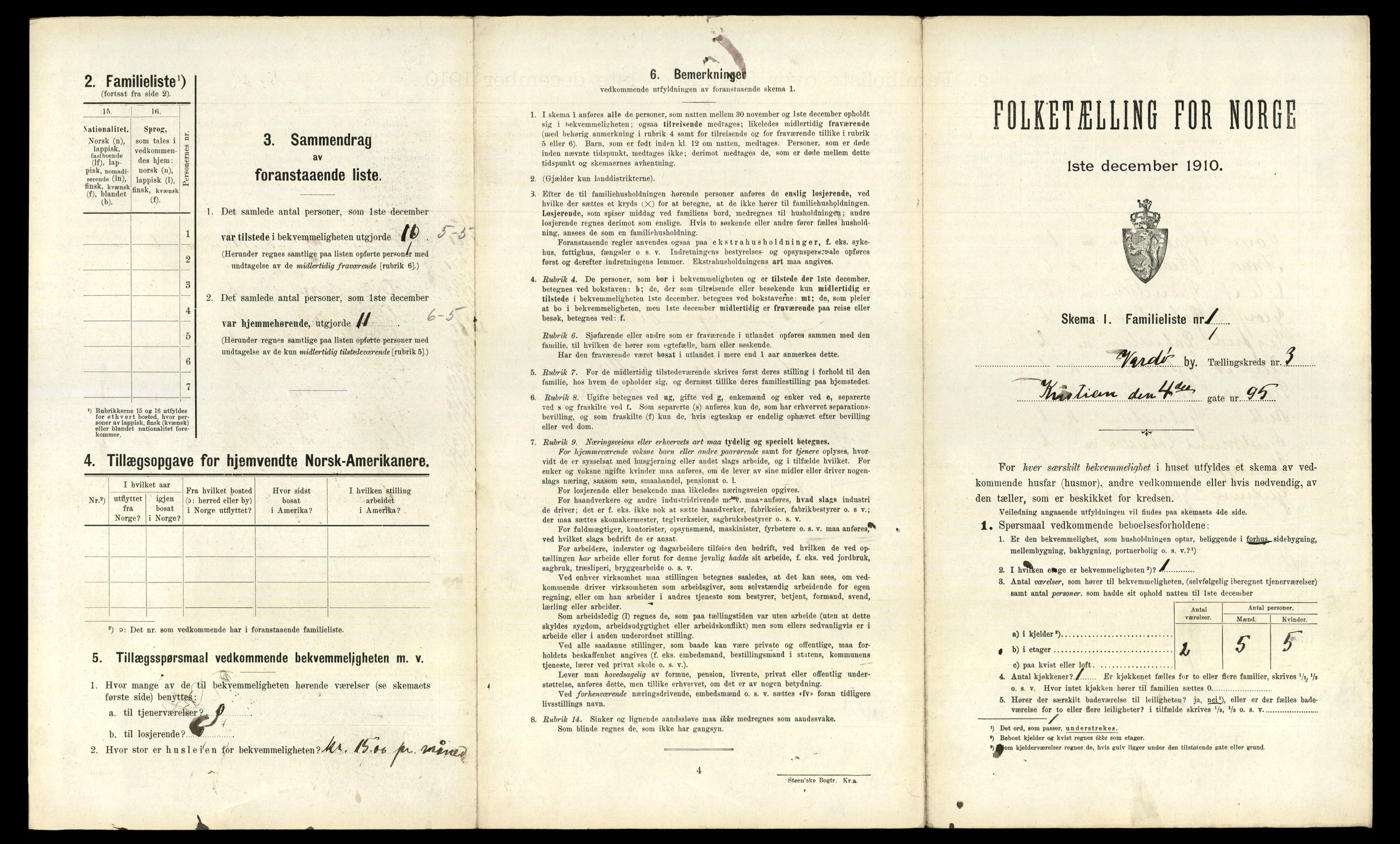 RA, 1910 census for Vardø, 1910, p. 410