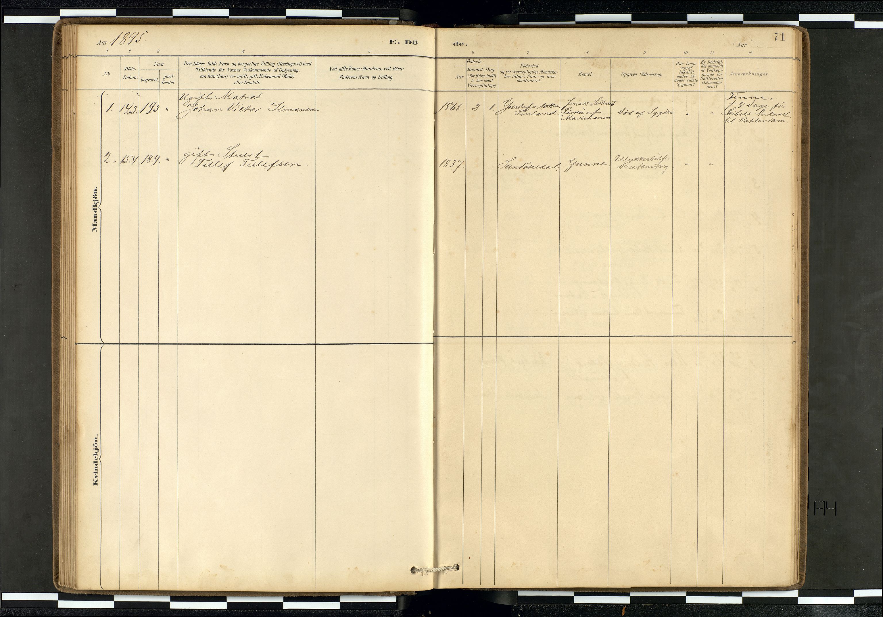 Den norske sjømannsmisjon i utlandet/Hollandske havner (Amsterdam-Rotterdam-Europort), AV/SAB-SAB/PA-0106/H/Ha/Haa/L0002: Parish register (official) no. A 2, 1887-1907, p. 70b-71a