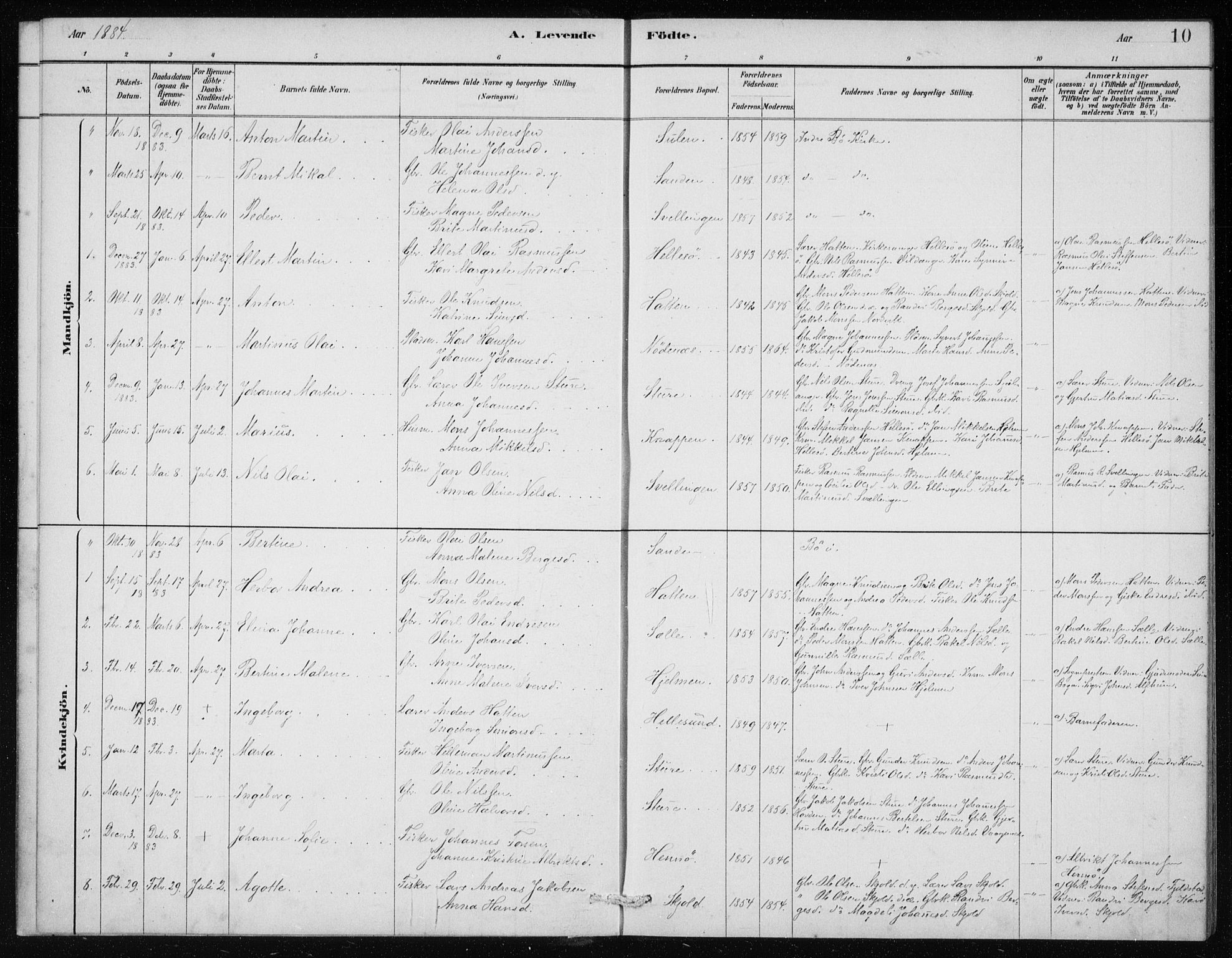 Manger sokneprestembete, AV/SAB-A-76801/H/Haa: Parish register (official) no. E  1, 1881-1890, p. 10