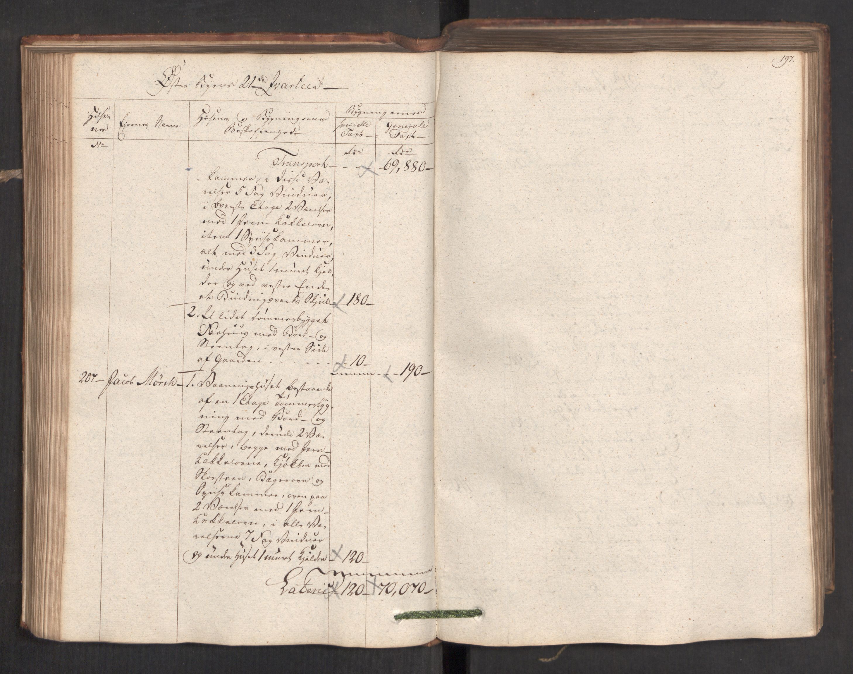Kommersekollegiet, Brannforsikringskontoret 1767-1814, AV/RA-EA-5458/F/Fa/L0019/0001: Kristiansand / Branntakstprotokoll, 1797, p. 197
