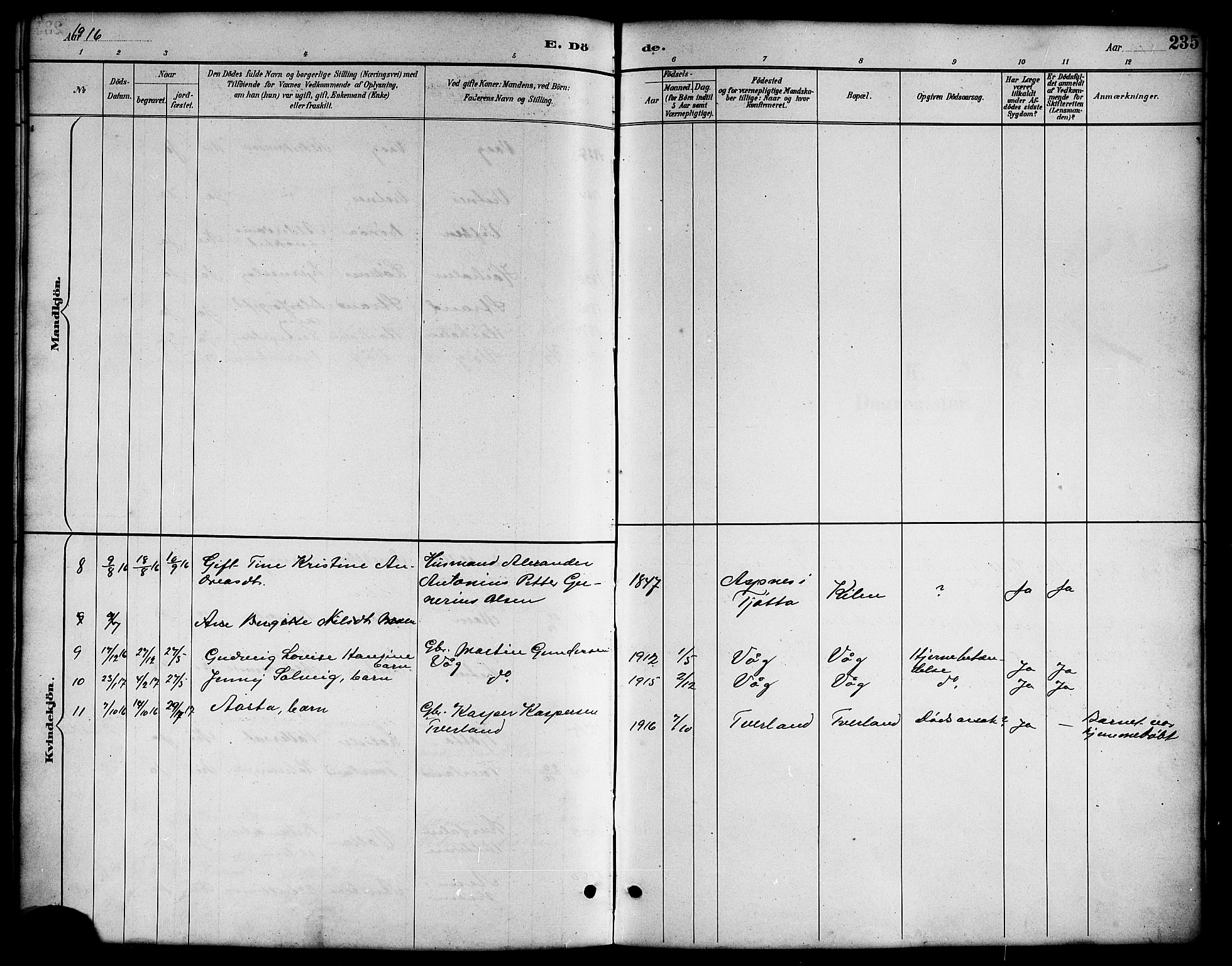 Ministerialprotokoller, klokkerbøker og fødselsregistre - Nordland, SAT/A-1459/819/L0277: Parish register (copy) no. 819C03, 1888-1917, p. 235