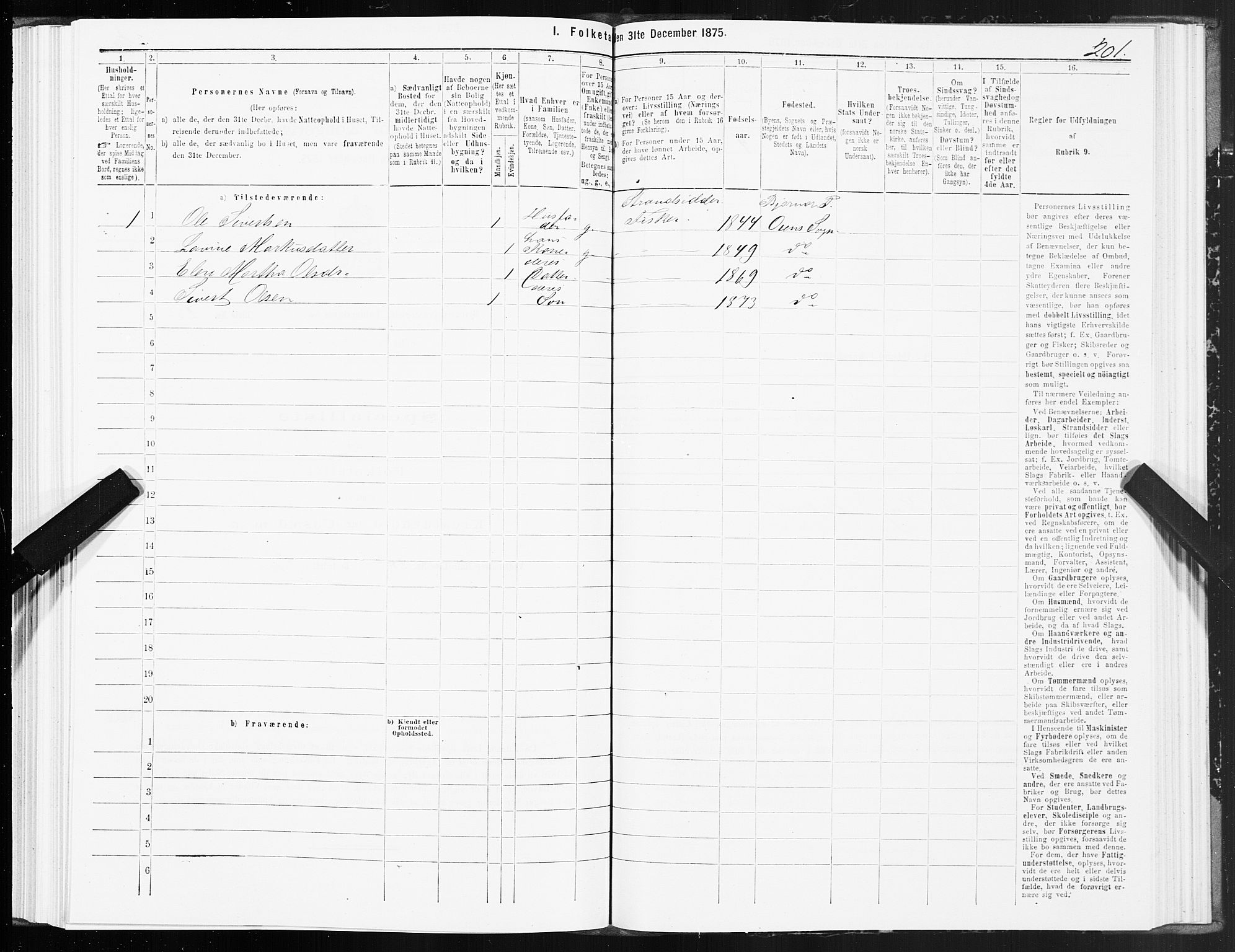 SAT, 1875 census for 1632P Bjørnør, 1875, p. 1201